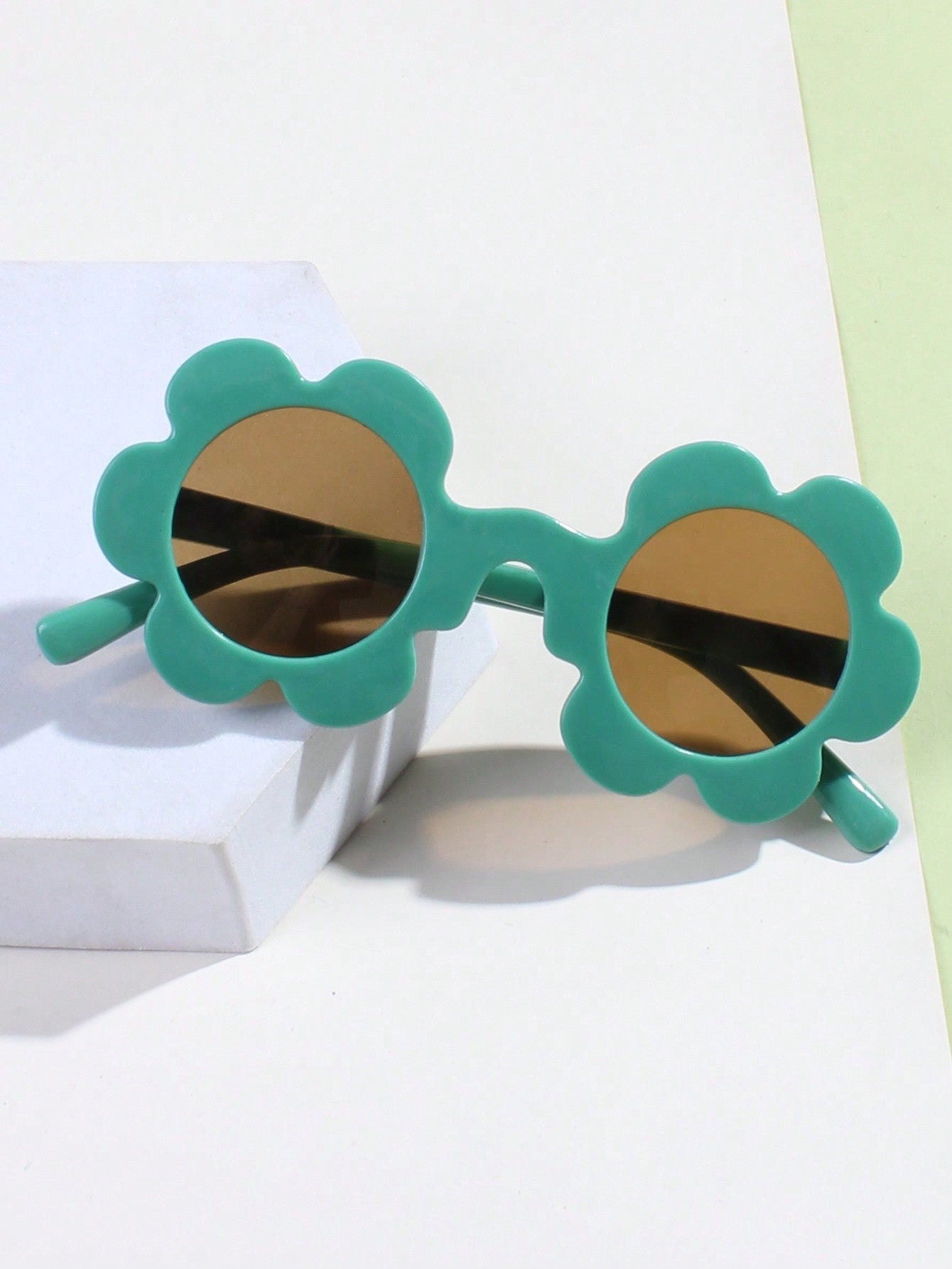 1pair Cute Sunflower Cartoon Sunglasses, Macaroon Color, Round Frame Flower Sunglasses For Kids Boys Girls UV Protection Eyewear