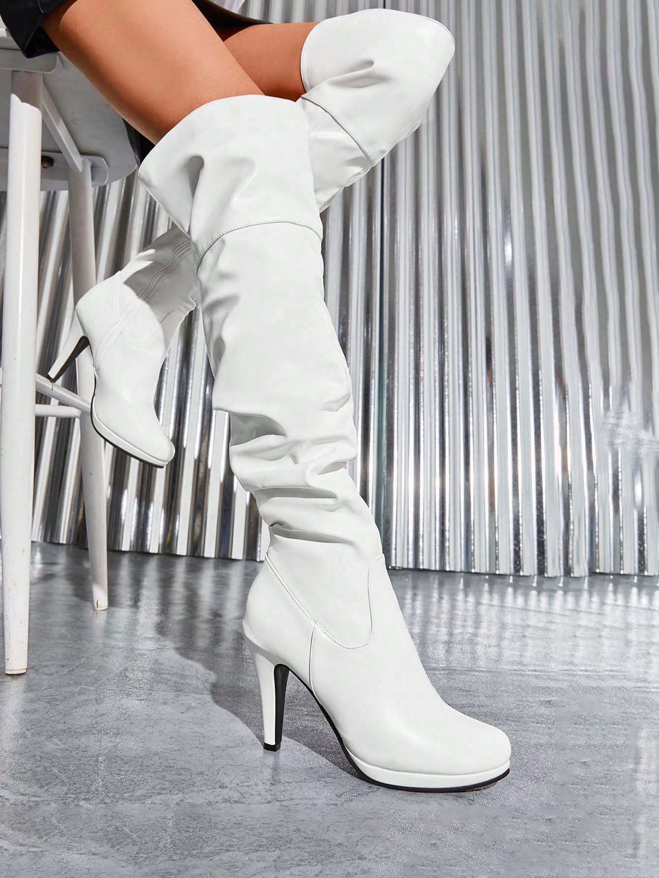 Women'S Thigh High Boots High Heel Platform Over The Knee Boots