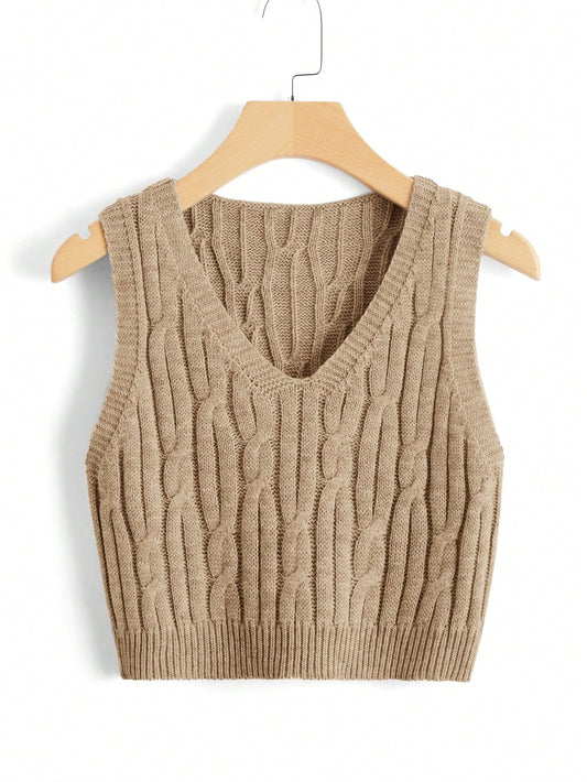 Plus Size Women's Solid Color Simple Daily Wear Sleeveless Sweater Vest