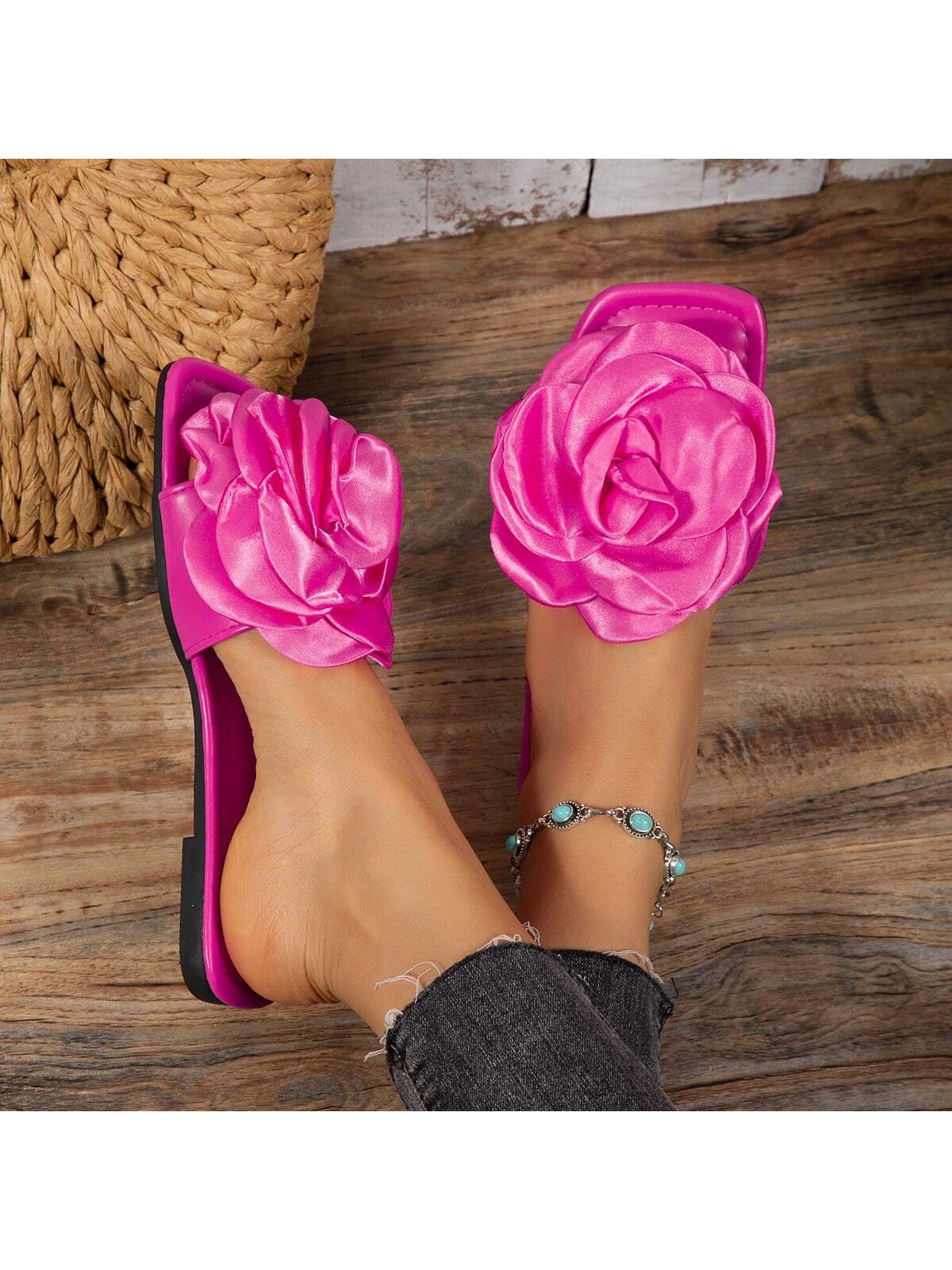 Women's Floral Slipper, Summer New Fashionable Flat Open-Toe Sandals, All-Match