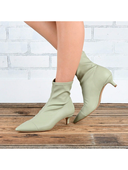 Womens Pull On Kitten Heel Bootie