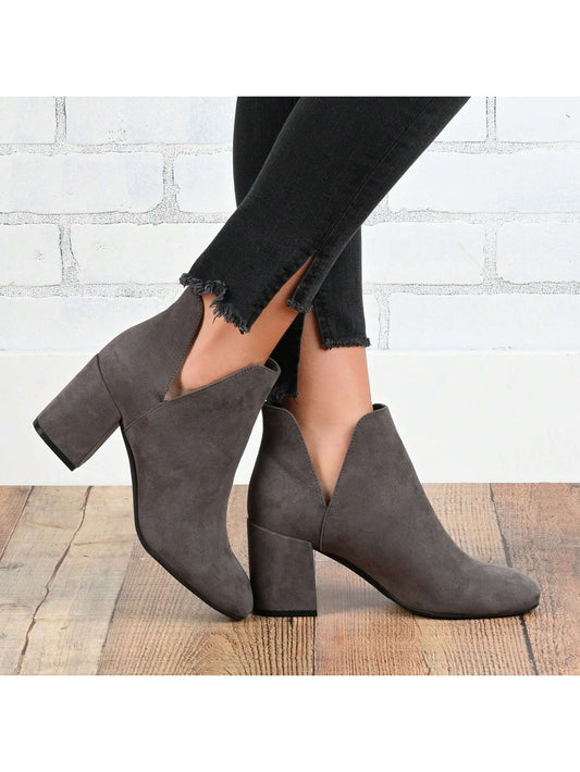 Womens Pull On Block Heel Booties