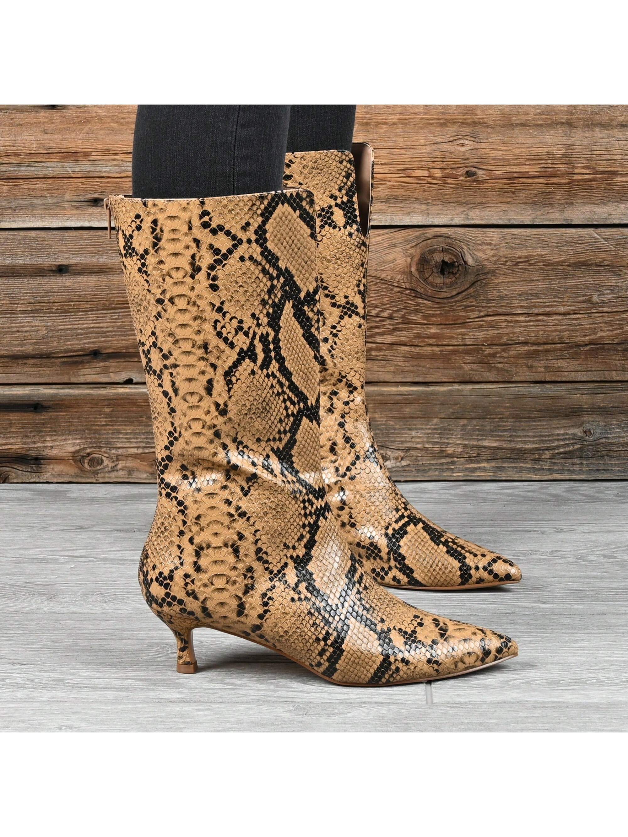 Womens Pointed Toe Mid Calf Boots