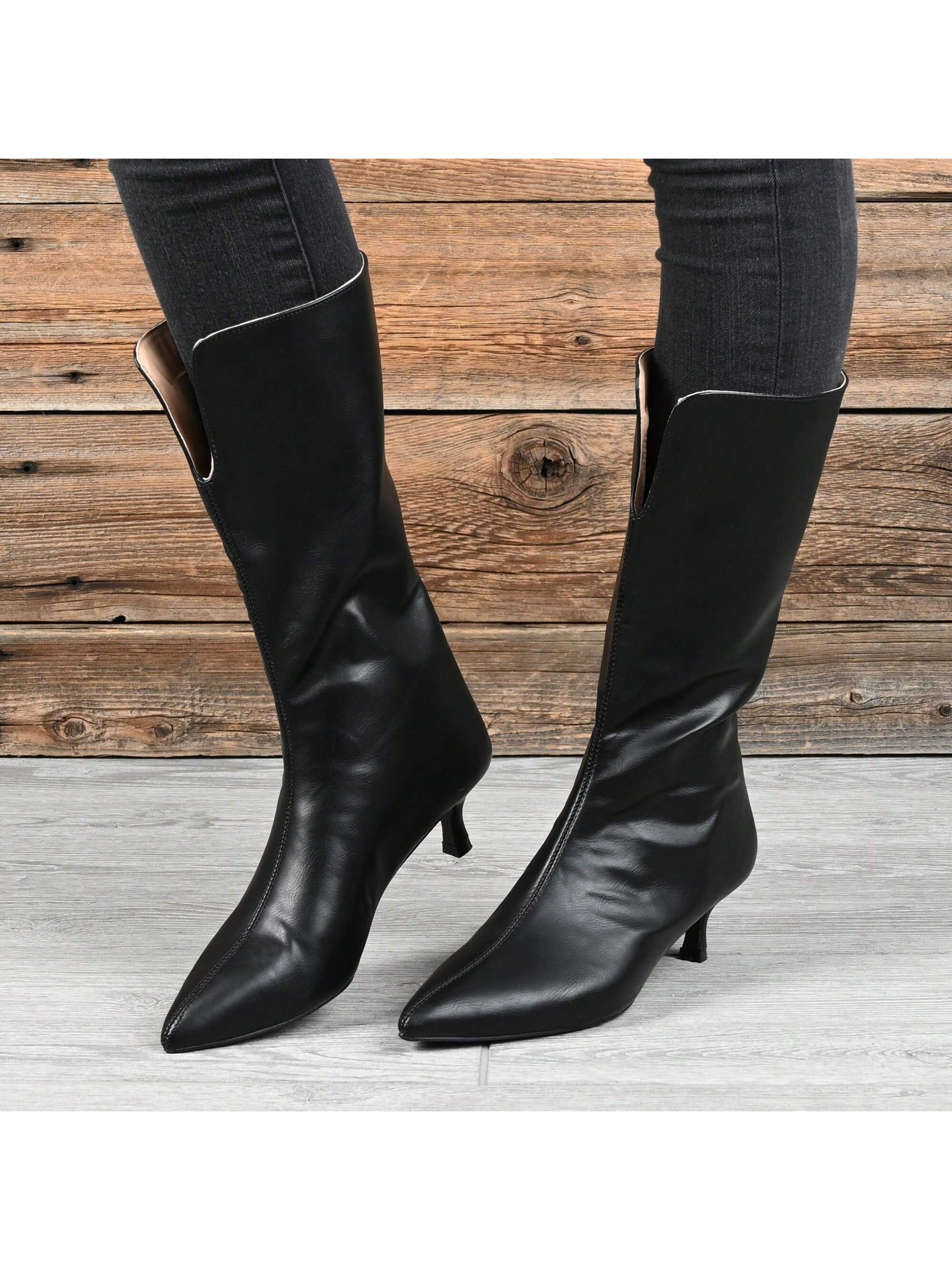 Womens Pointed Toe Mid Calf Boots