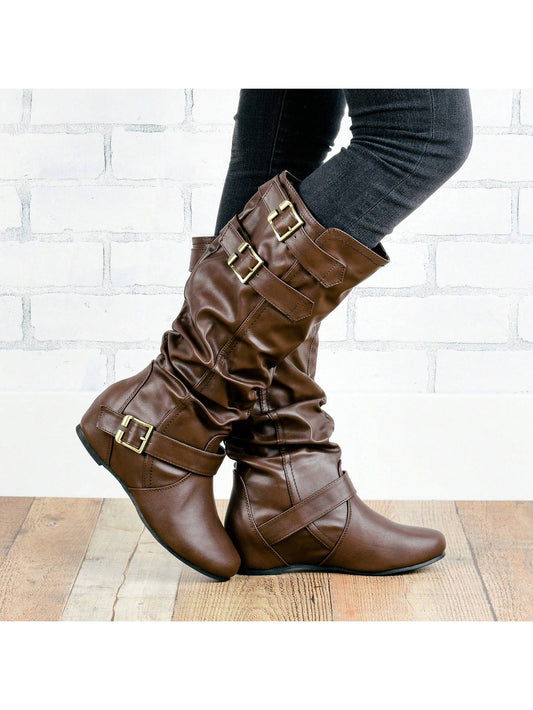 Womens Hidden Wedge Mid Calf Boots