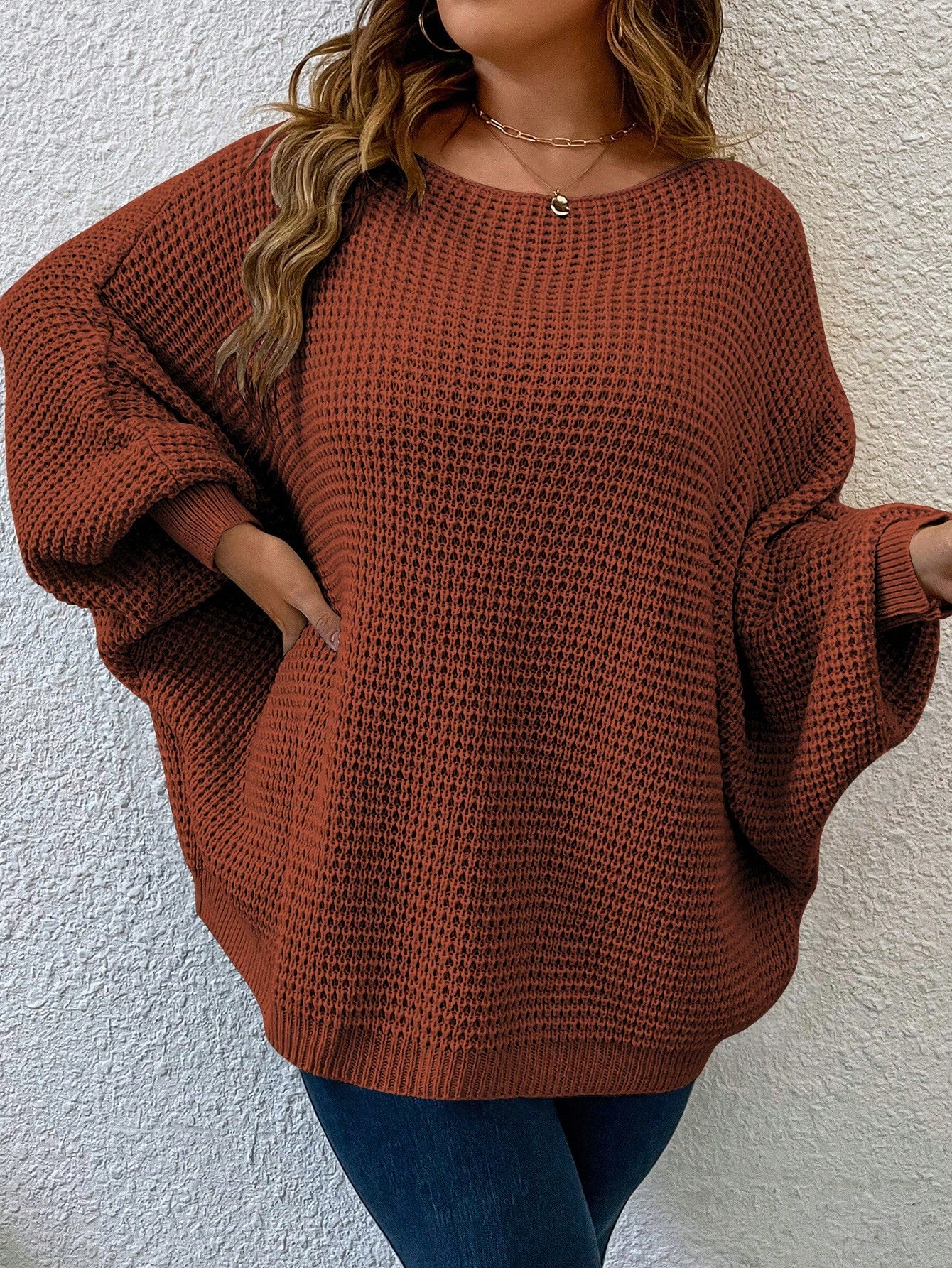 Plus Size Women's Plain And Simple Daily Wear Pullover Sweater