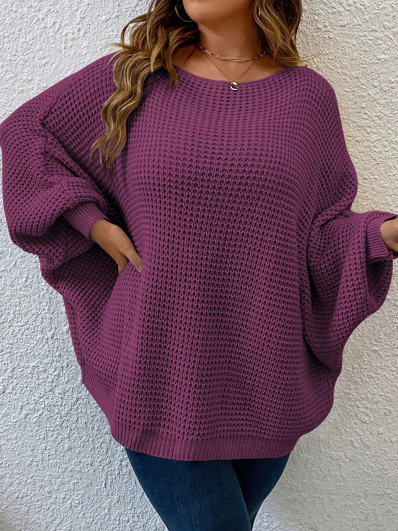 Plus Size Women's Plain And Simple Daily Wear Pullover Sweater