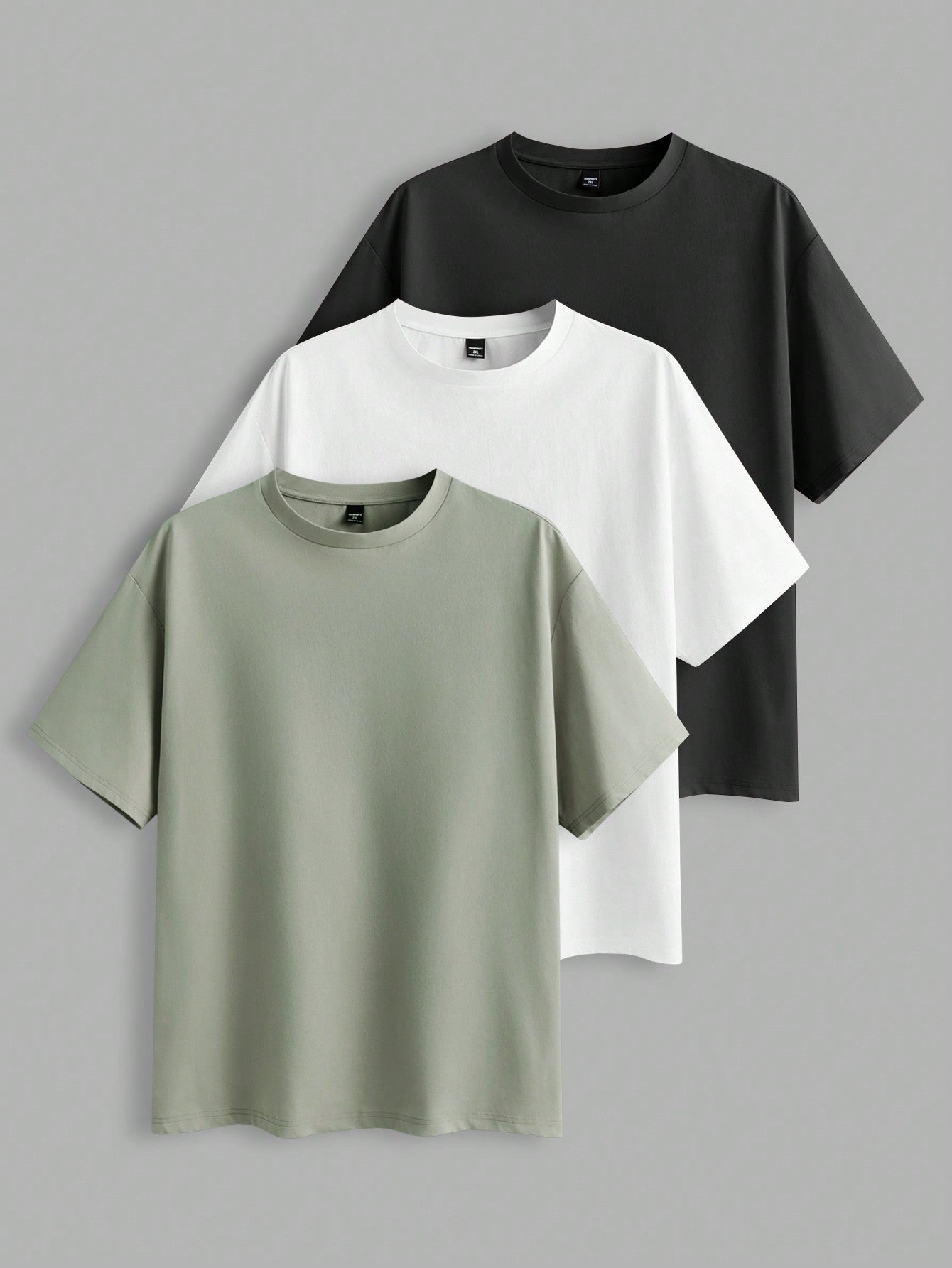 3pcs/Set Men's Plus Size Solid Color Knitted Casual Short Sleeve T-Shirt, Regular-Fitting With Round Neckline, Perfect For Summer Daily Wear