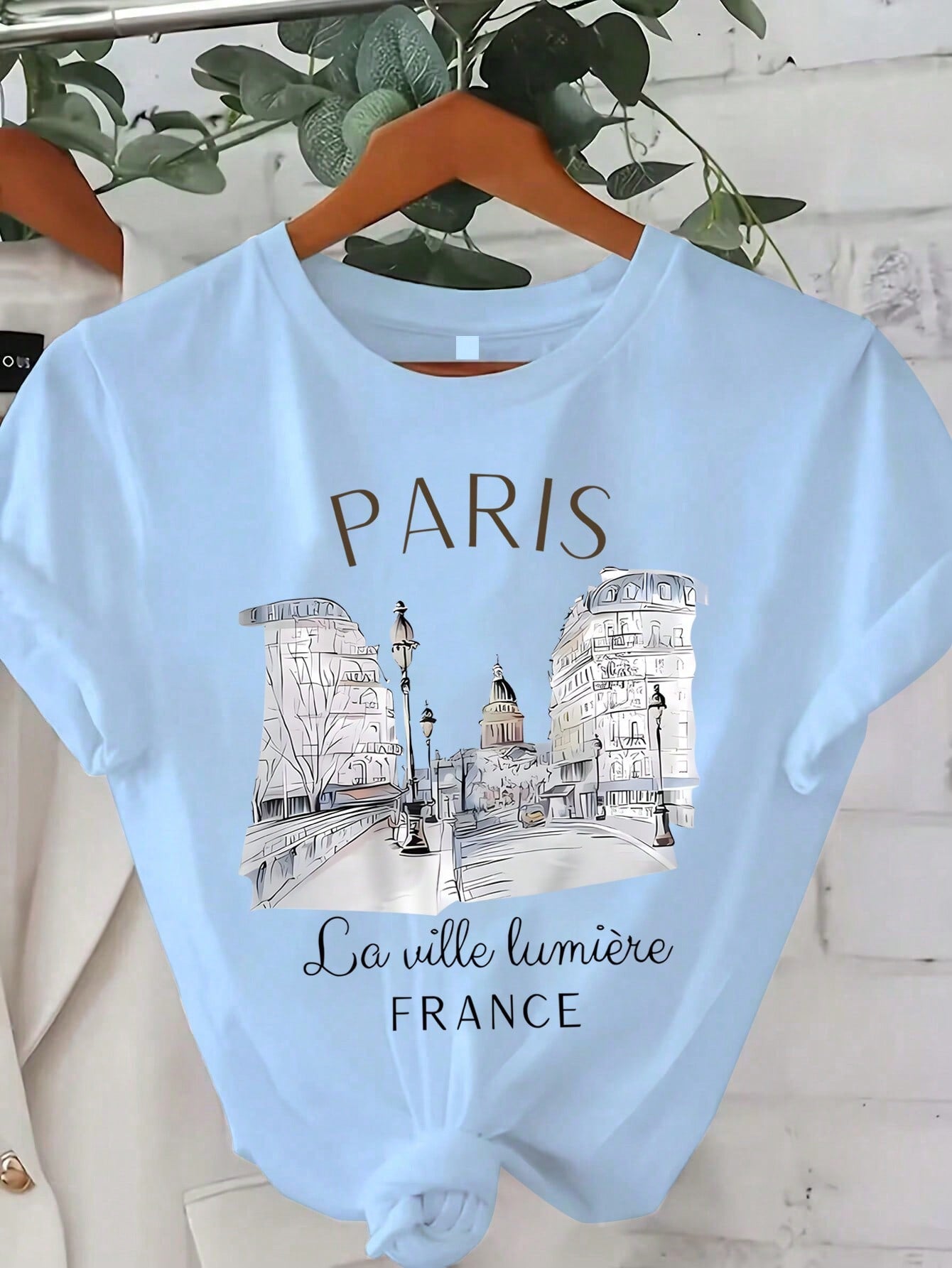 Women's Short Sleeve Paris Print Casual T-Shirt, Summer & Spring Top PARIS