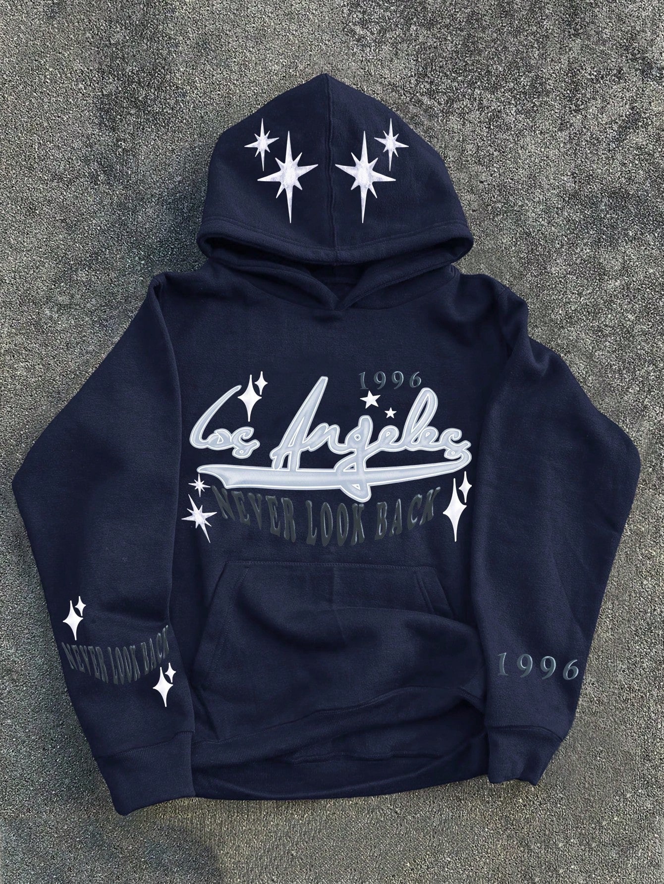 Men's Letter And Star Patterned Long Sleeve Casual Hoodie