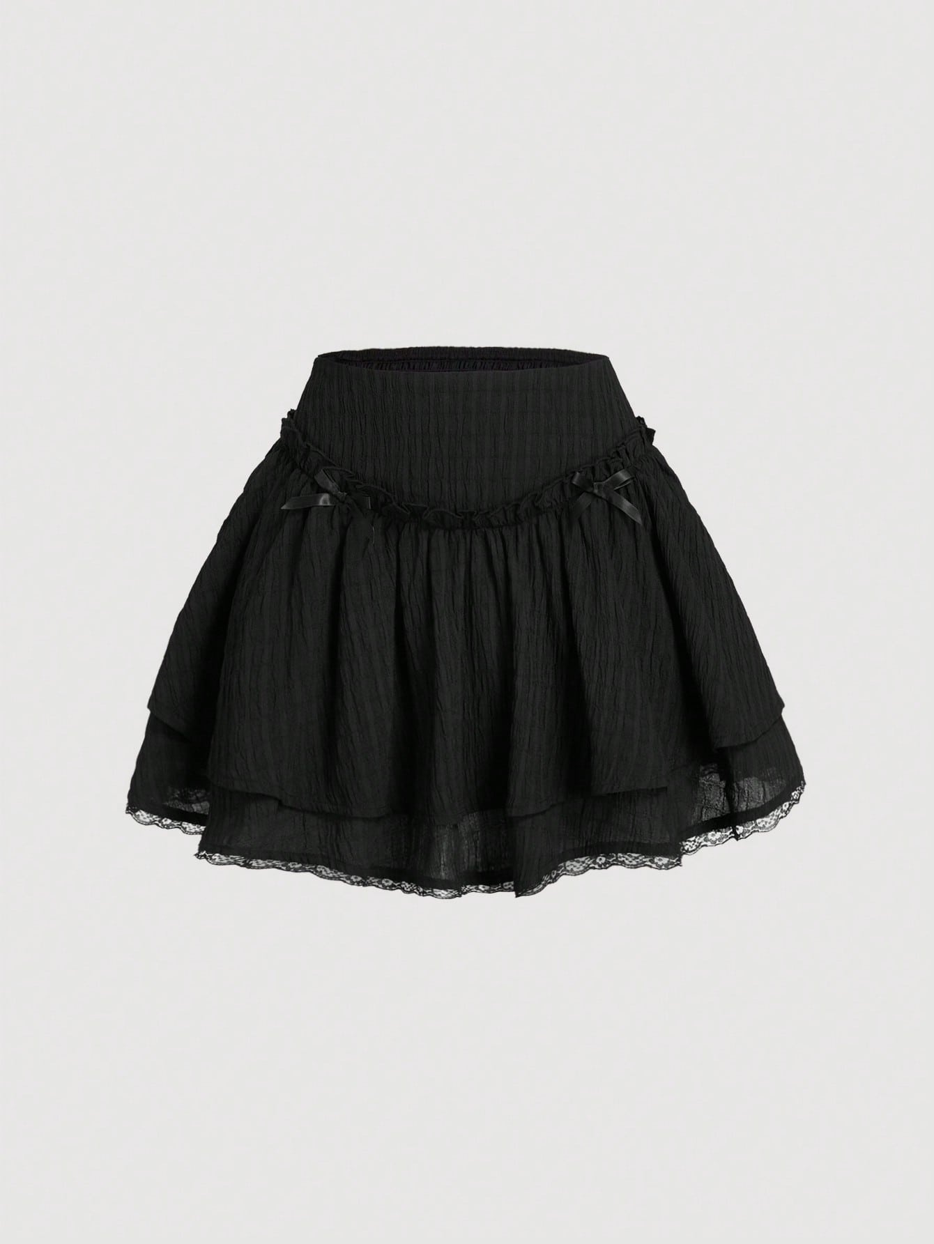 Women High Waisted Multi-Layered Ruffle Pleated Skirt With Versatile Style