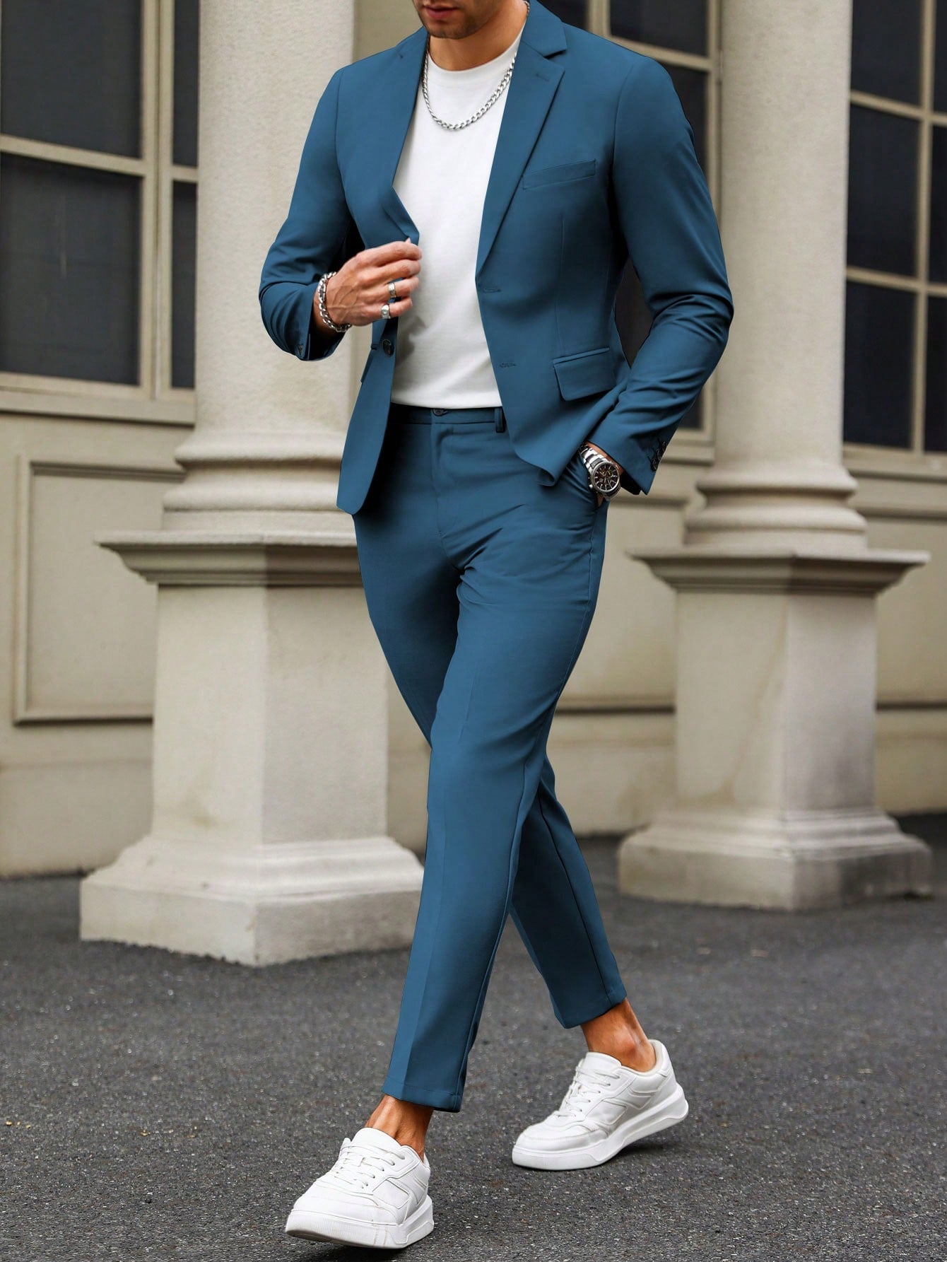 Men Single Breasted Blazer & Suit Pants