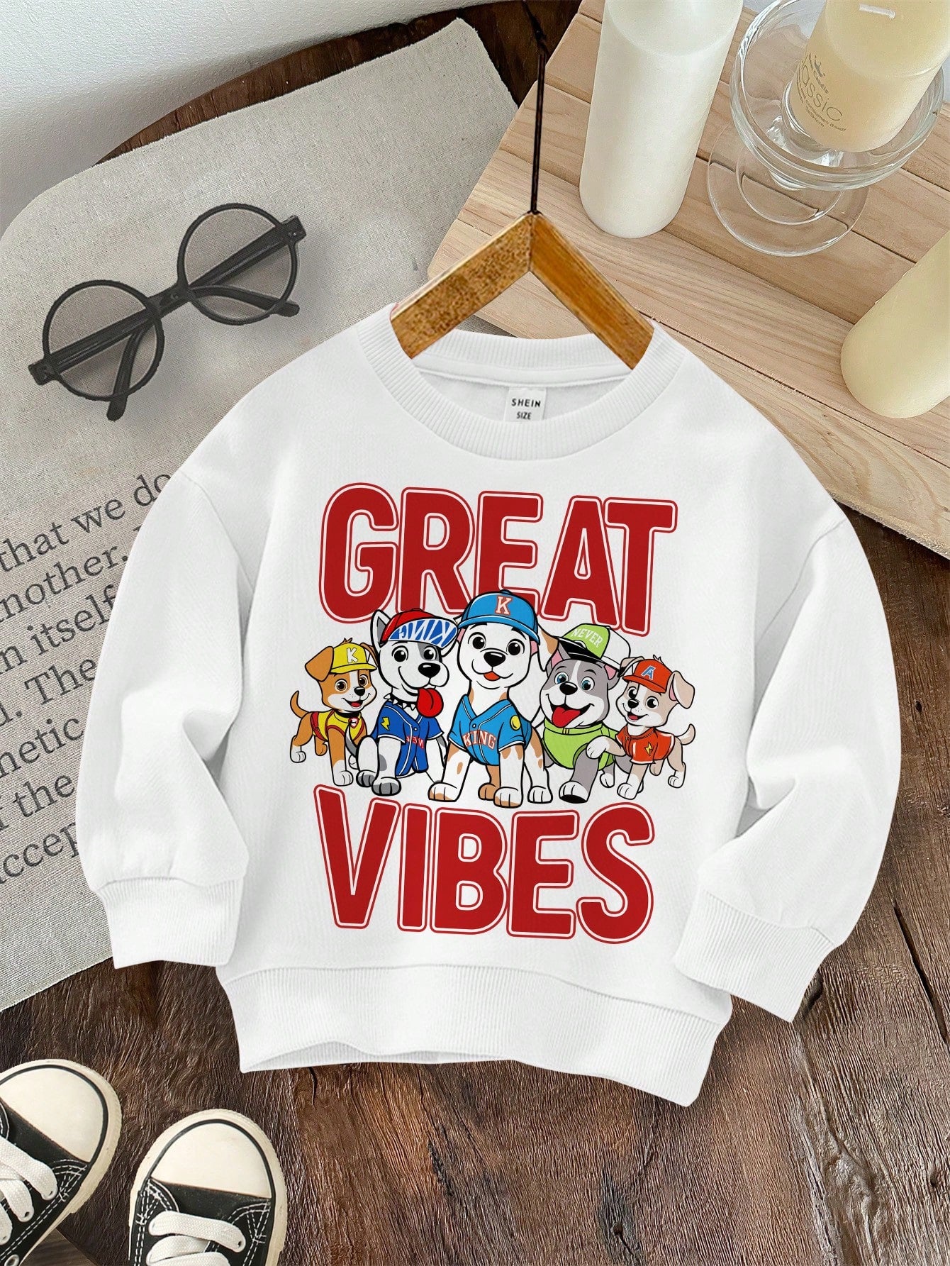 Young Boy's Casual Simple Cartoon Animal Pattern Long Sleeve Round Neck Sweatshirt, Suitable For Autumn And Winter