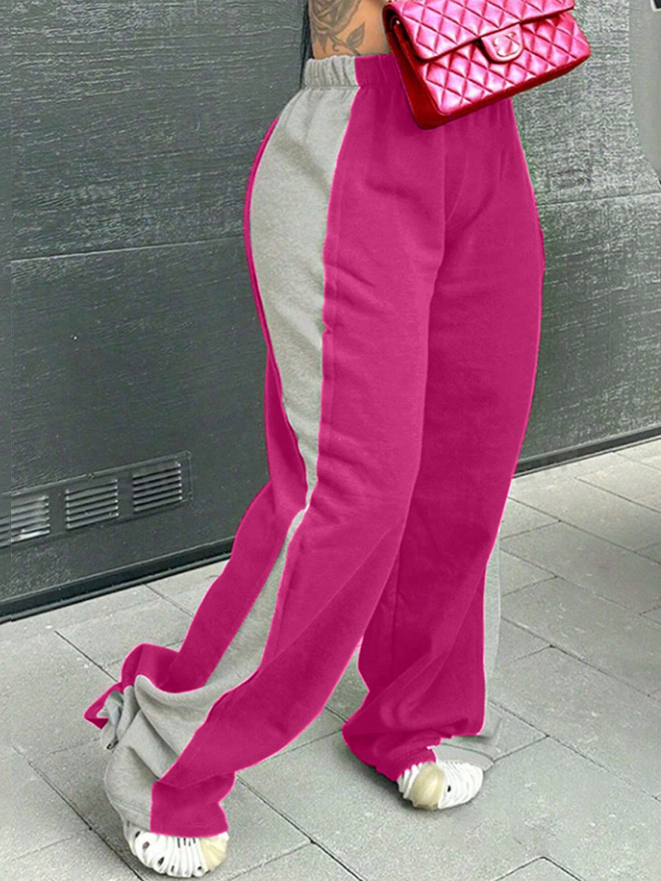 Plus Size Casual Splice Colorblock Sweatpants