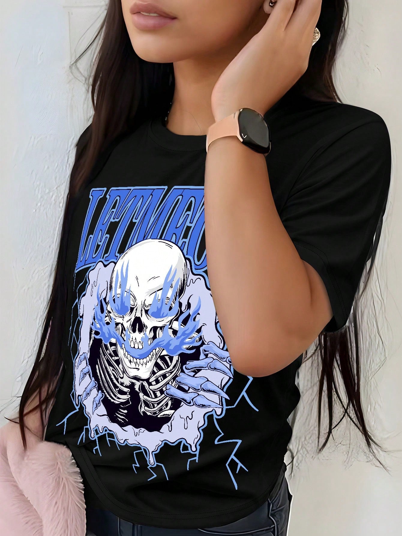 Summer Skull Pattern Printed Women's T-Shirt