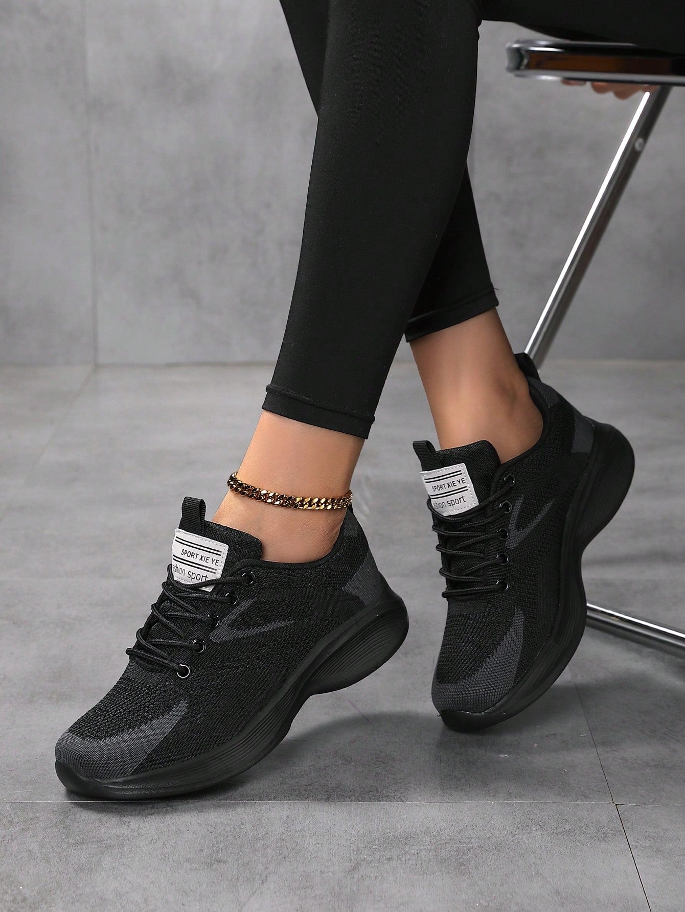 Women's Breathable Knit Platform Sneakers, Casual Lace Up Outdoor Shoes, Comfortable Low Top Shoes