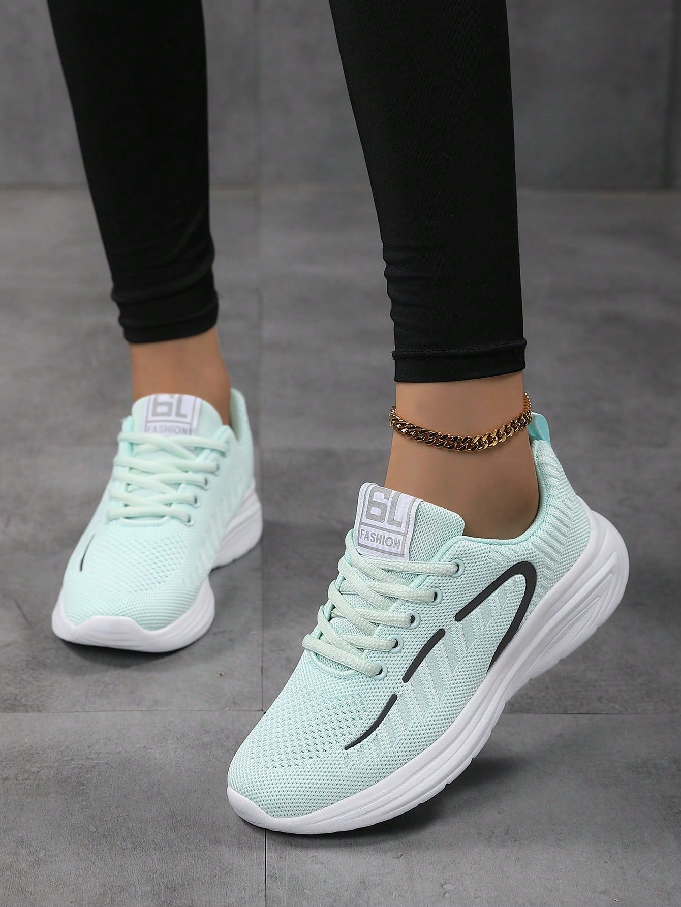 Women's Air Cushion Knitted Sneakers, Breathable & Comfortable Lace Up Sports Shoes, Running Walking Low Top Shoes