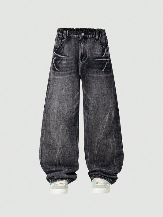 Teen Boy's New Casual & Fashionable Straight Leg Washed Denim Jeans