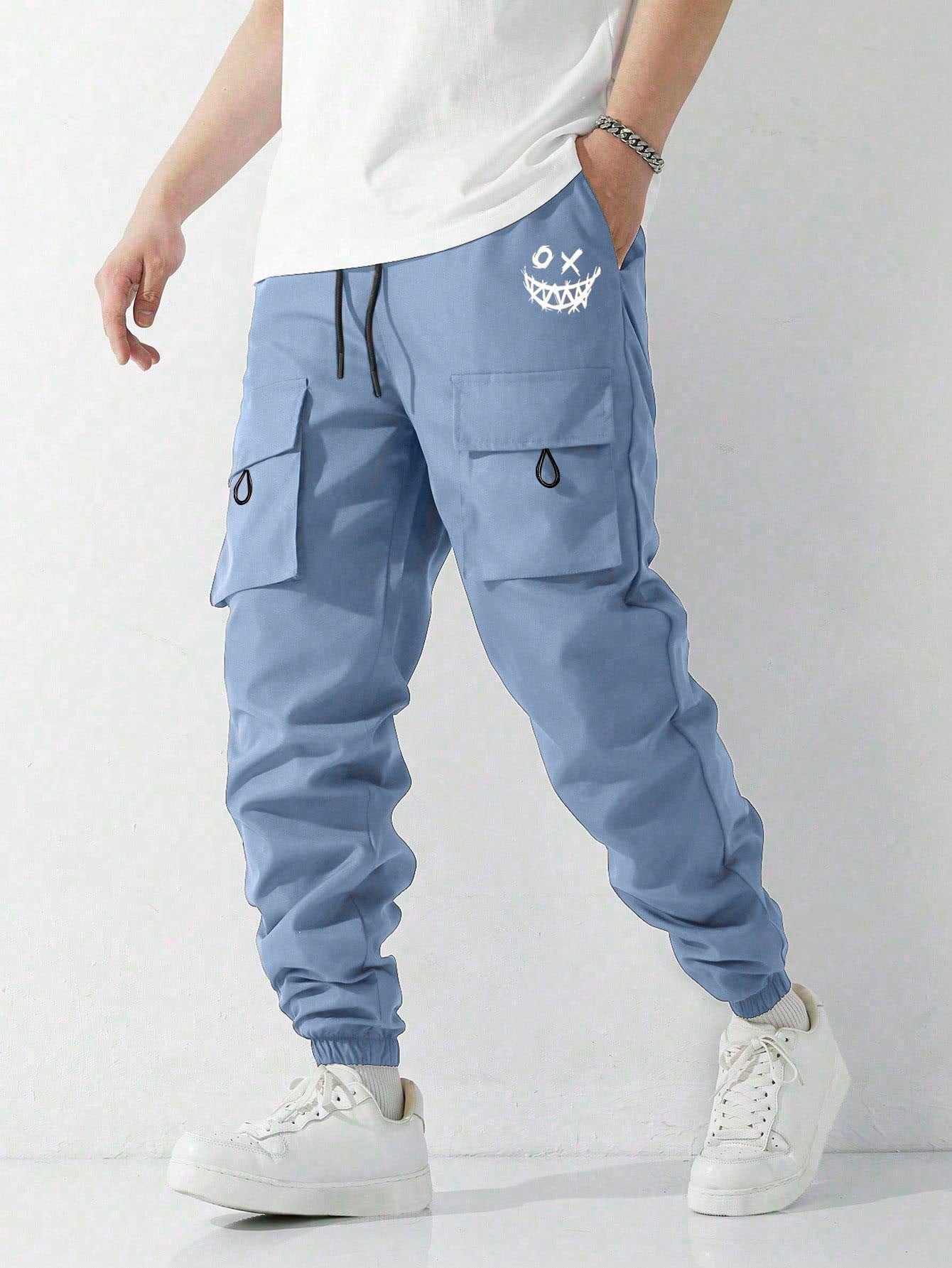 Spring/Summer/Autumn Season Tween Boys' Casual Fashionable Tooling Pants With Drawstring, No Fleece, Suitable For School And Commuting