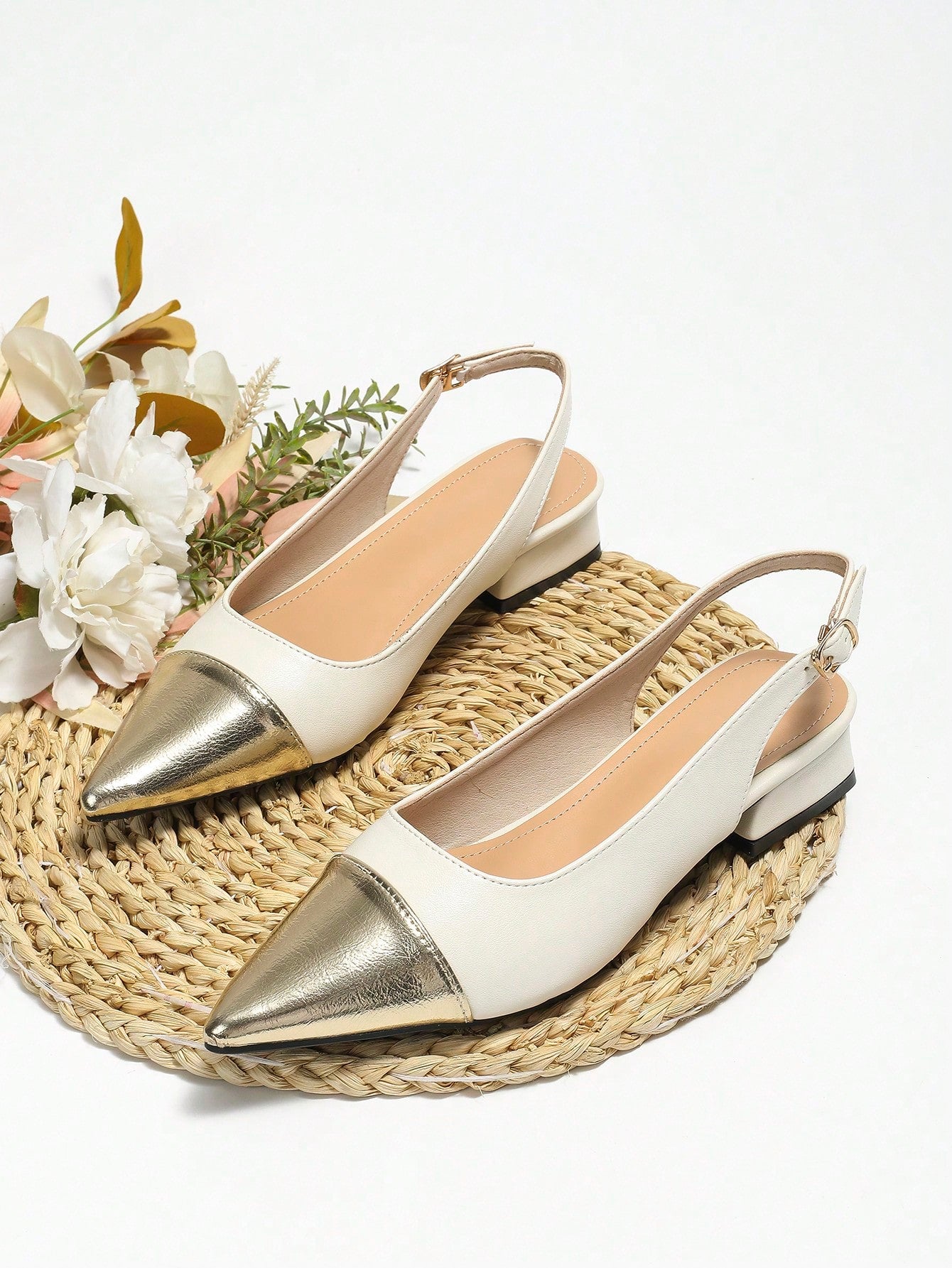 Ladies' Fashionable And Versatile Color Matching New Style Half-Slip Single-Strap Shoes With Elegant Fairy-Like Gentle Style Thick Heels