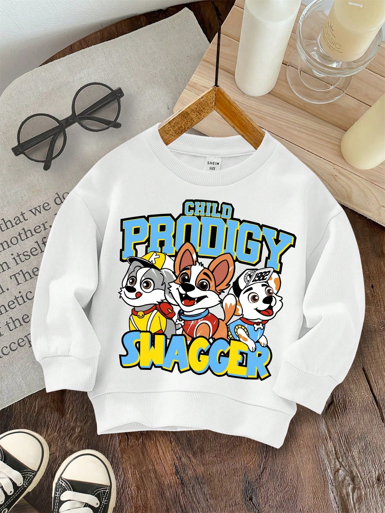 Young Boy's Casual Simple Cartoon Animal Pattern Long Sleeve Round Neck Sweatshirt, Suitable For Autumn And Winter