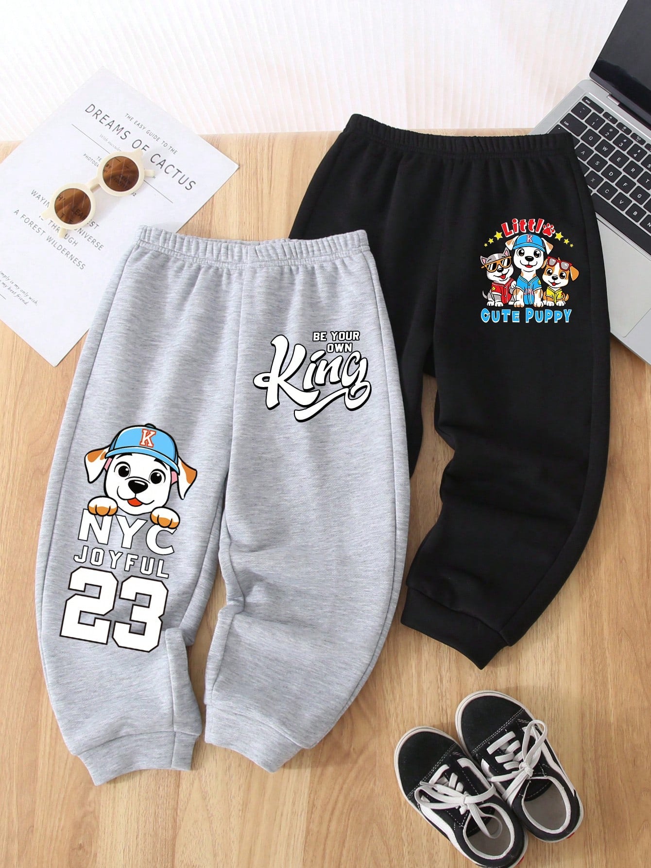 2pcs Set, Young Boy Casual Simple Cartoon Dog Number 23 Printed Hoodies And Long Pants, Suitable For Autumn & Winter