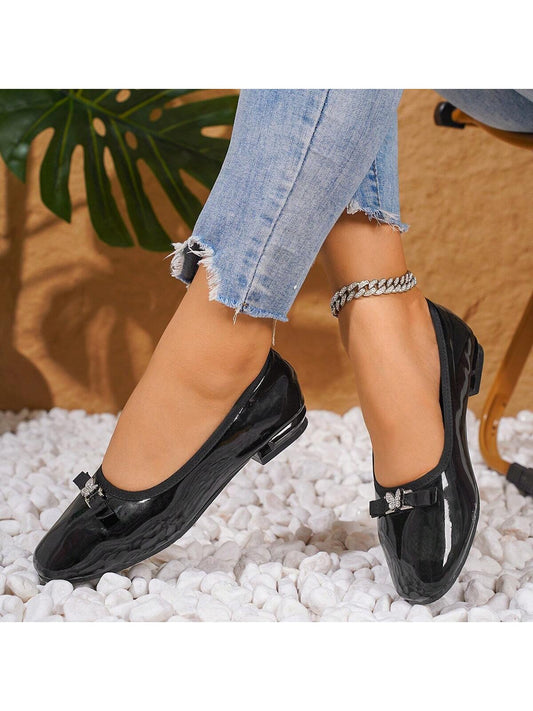 Women's Classic Black Bow Versatile Breathable Soft-Soled Flat Shoes