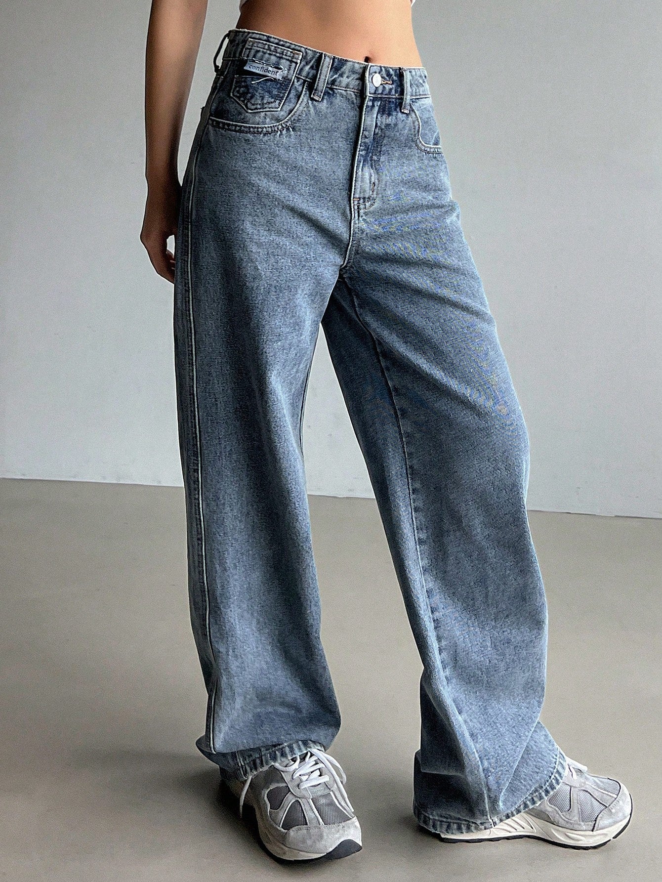 Casual Straight Leg Jeans With Washing Effect