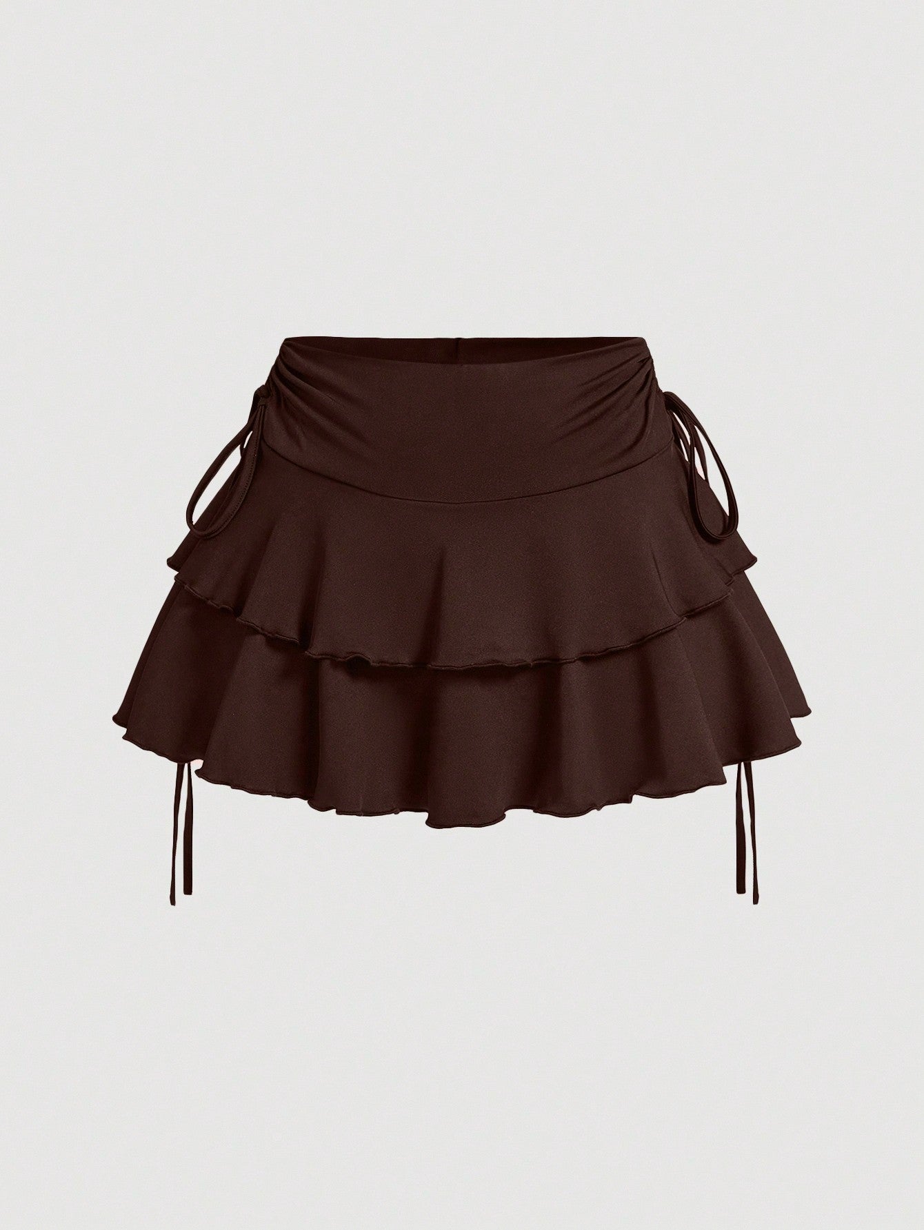 Summer Casual Drawstring Ruched Waist A-Line Skirt