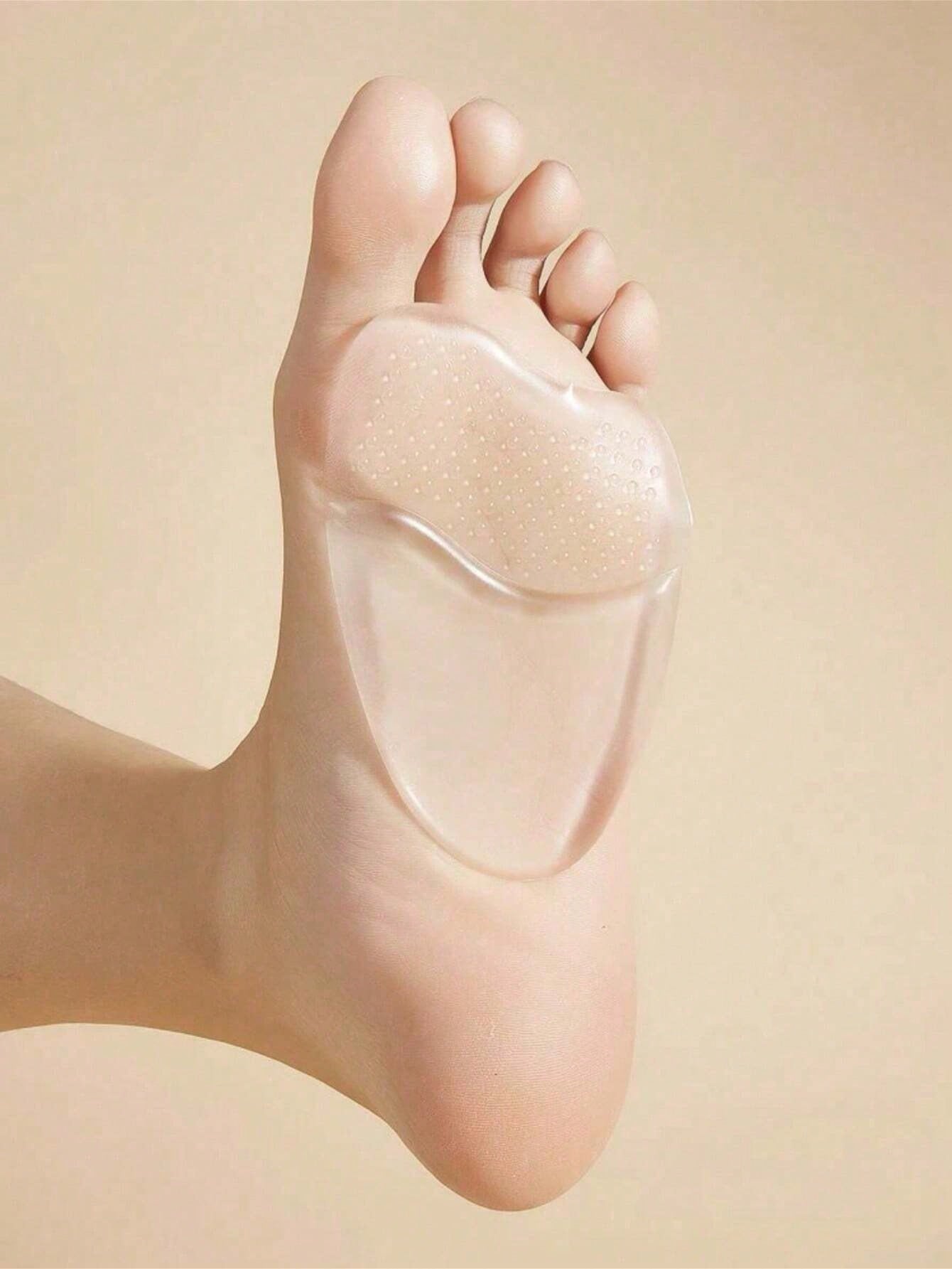 2pcs Unisex Transparent Silicone Heel & Forefoot Cushion Pad For Comfy & Fashionable Shoe Insert