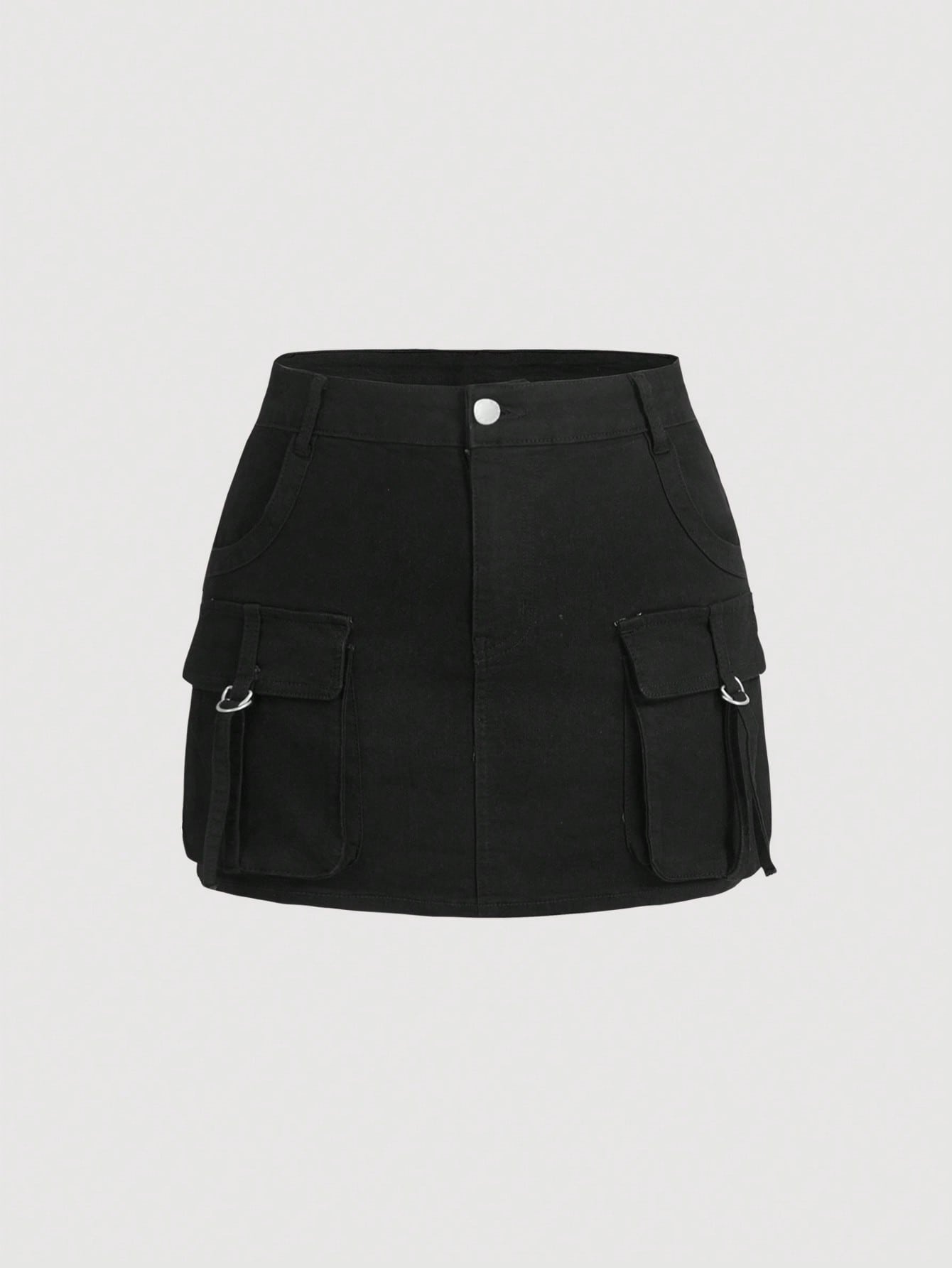 Plus Flap Pocket Denim Skirt