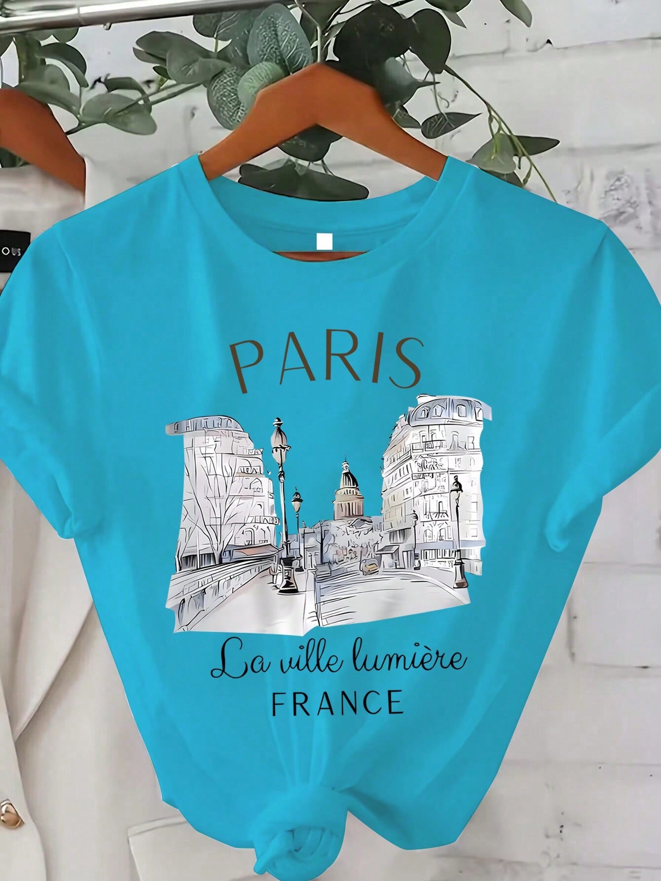 Women's Short Sleeve Paris Print Casual T-Shirt, Summer & Spring Top PARIS