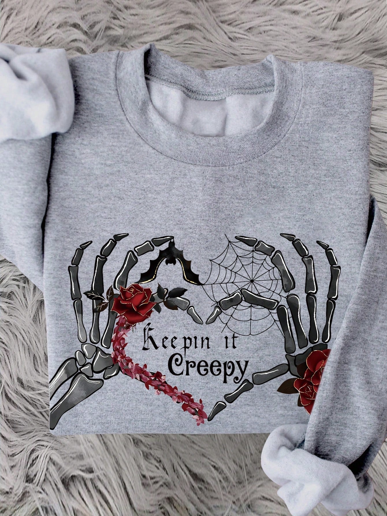 Women's Crew Neck Long Sleeve Graphic & Letter Embroidered Sweatshirt, Casual Daily Wear