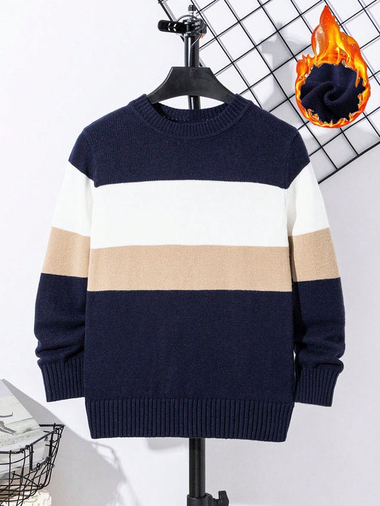 Kids/Tween Boys' Casual Colorblock Knit Pullover Sweater