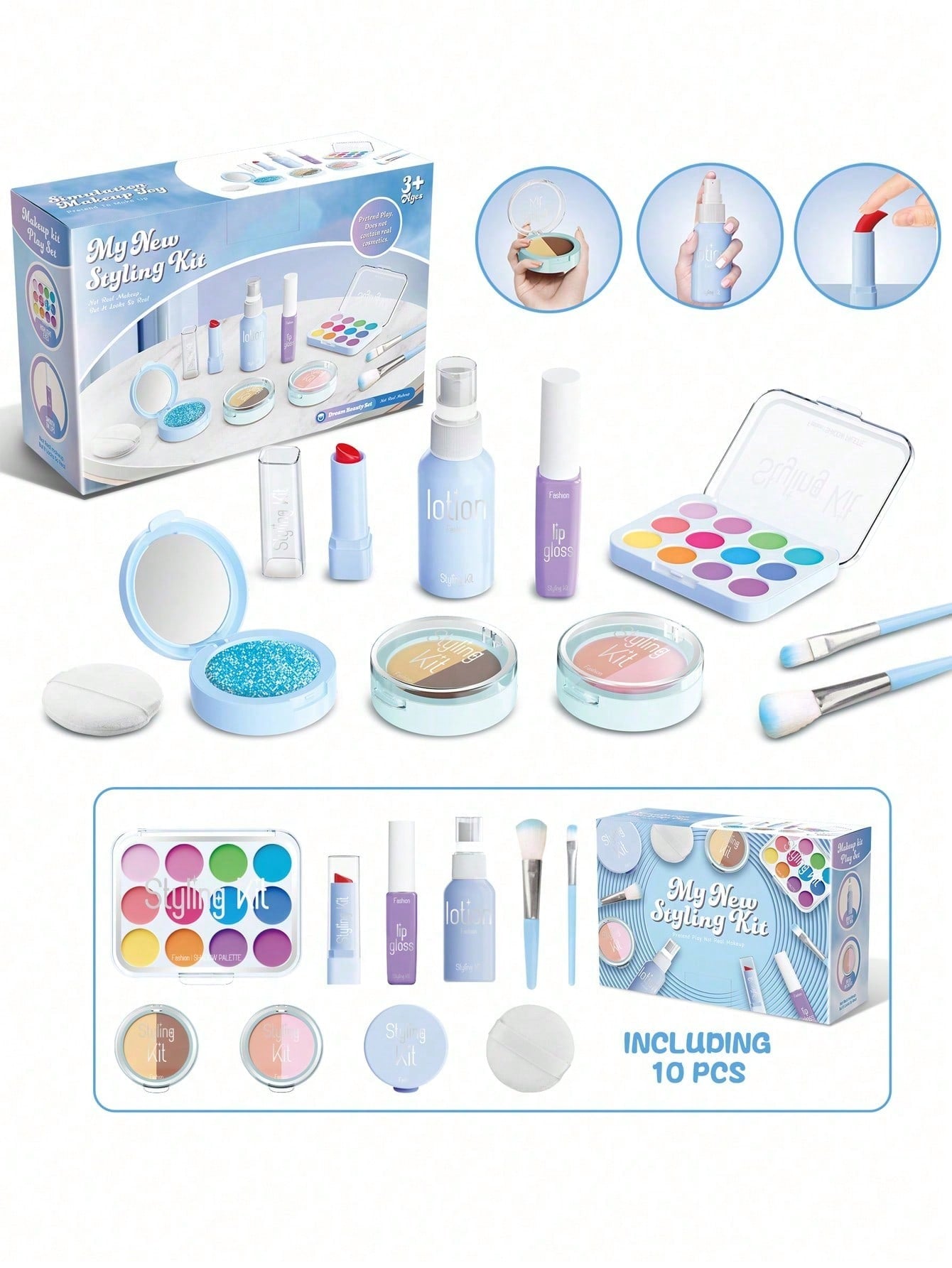 Children's Dress Up Simulation Beauty Makeup Box Set Cosmetics Set No Smear No Liquid Safety Simulation Makeup Toy Set Suitable For Children Over 3 Years Old