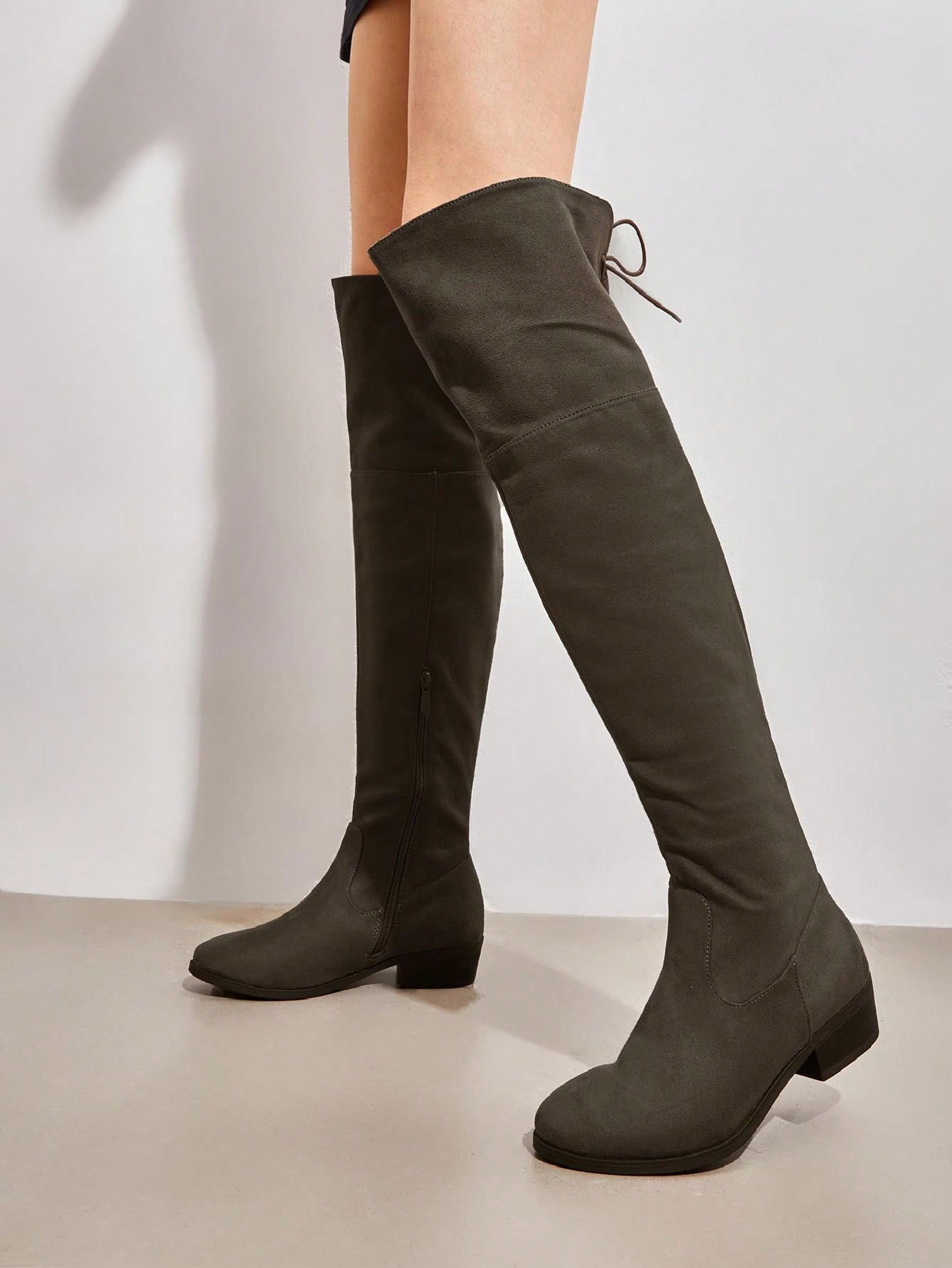 Women's  Black Suedes Over The Knee Thigh High Winter Boots