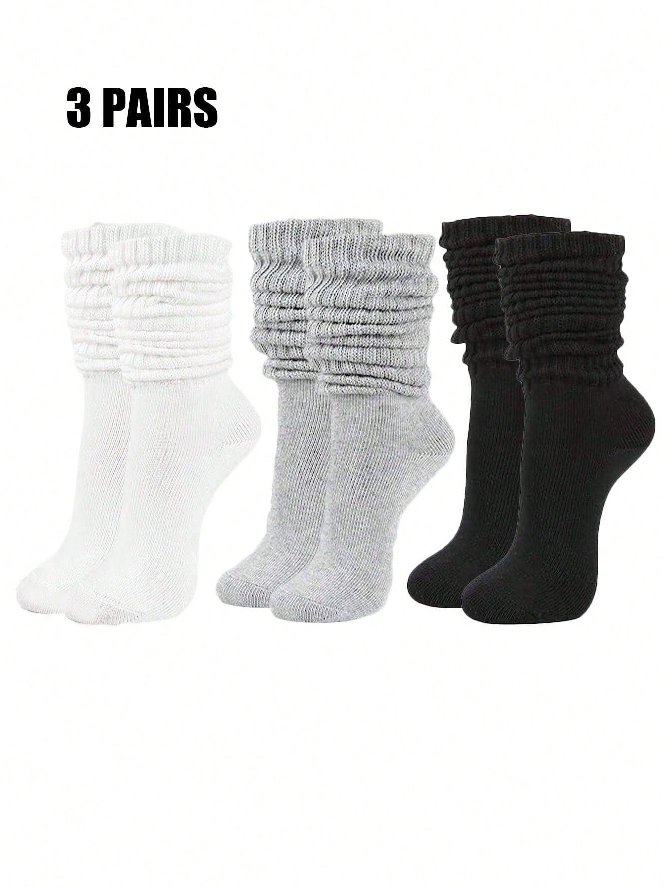 6 Pairs Of Solid Color Children's And Teenager's Random Candy Color Autumn And Winter Warm Slouch Socks, Scrunch Socks