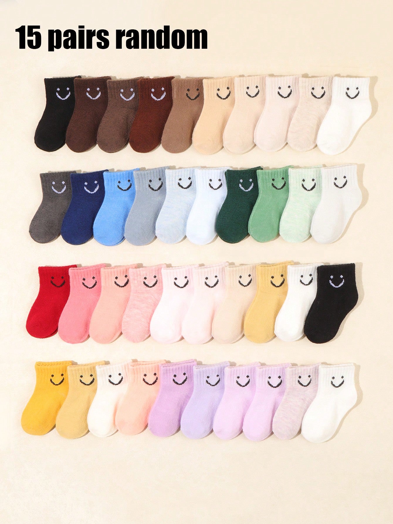 10 Pairs Of Baby Smile Face Random Candy Colored Short Elastic Socks For Daily Wear And Casual Occasions