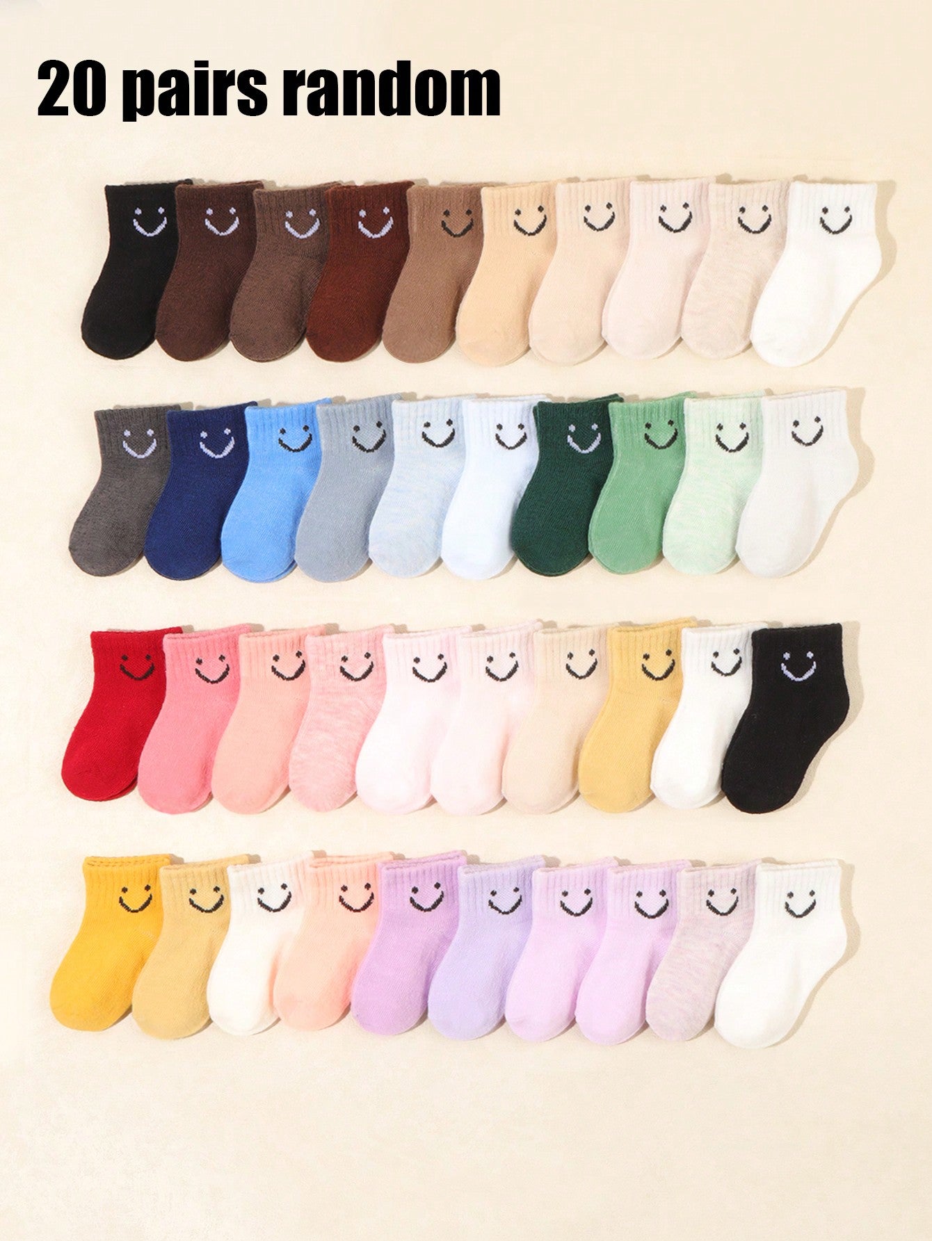 10 Pairs Of Baby Smile Face Random Candy Colored Short Elastic Socks For Daily Wear And Casual Occasions