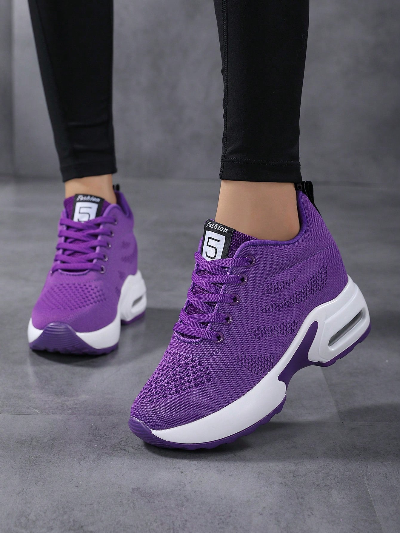 Women's Flying Woven Walking Shoes With Hidden Heel, Fashion Breathable Air Cushion Athletic Sneakers, Low-Top Outdoor Mesh Sneakers