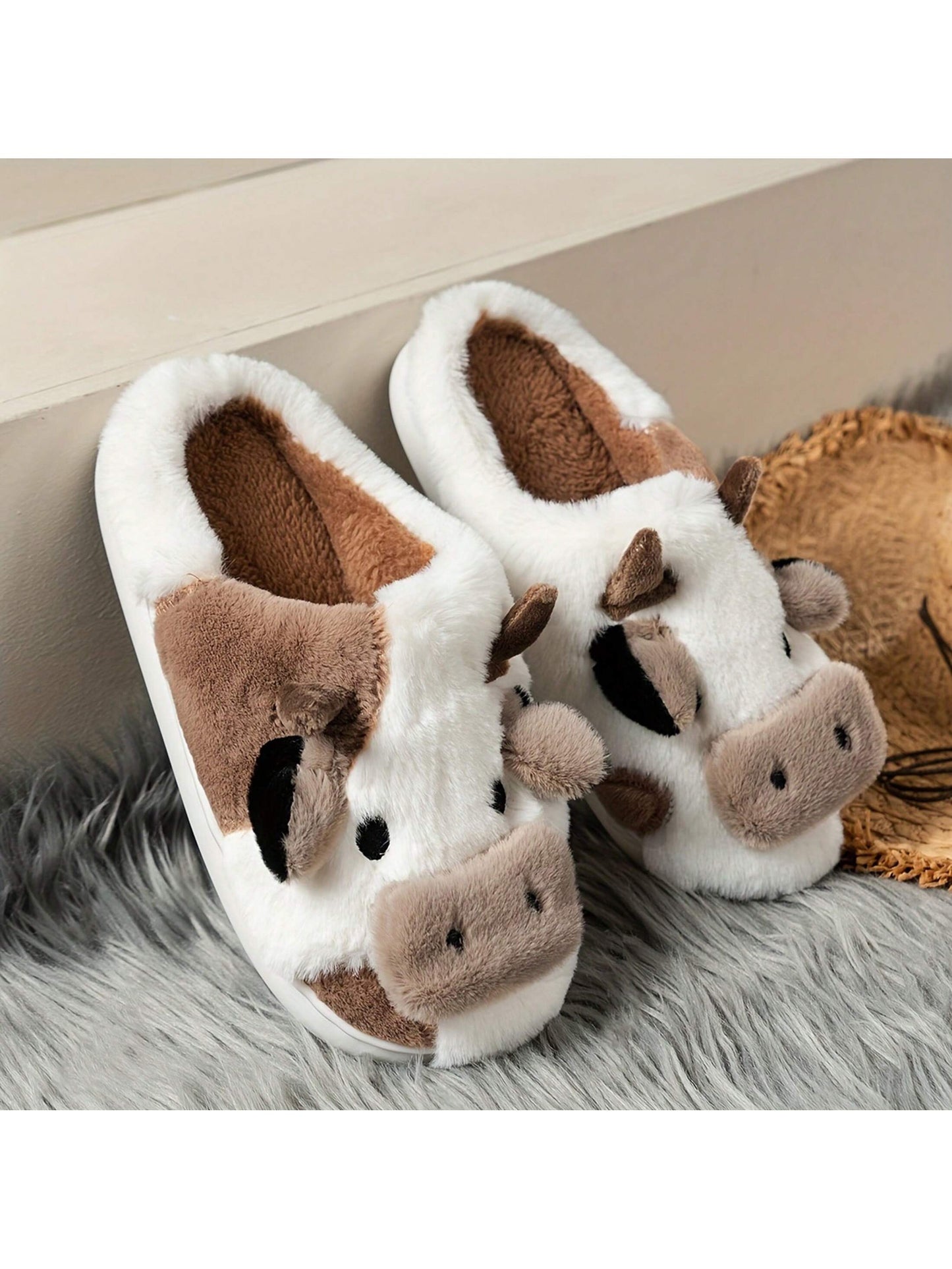 Cozy Animal Slippers For Women - Cute Cow Bedroom Slippers In Warm Cotton