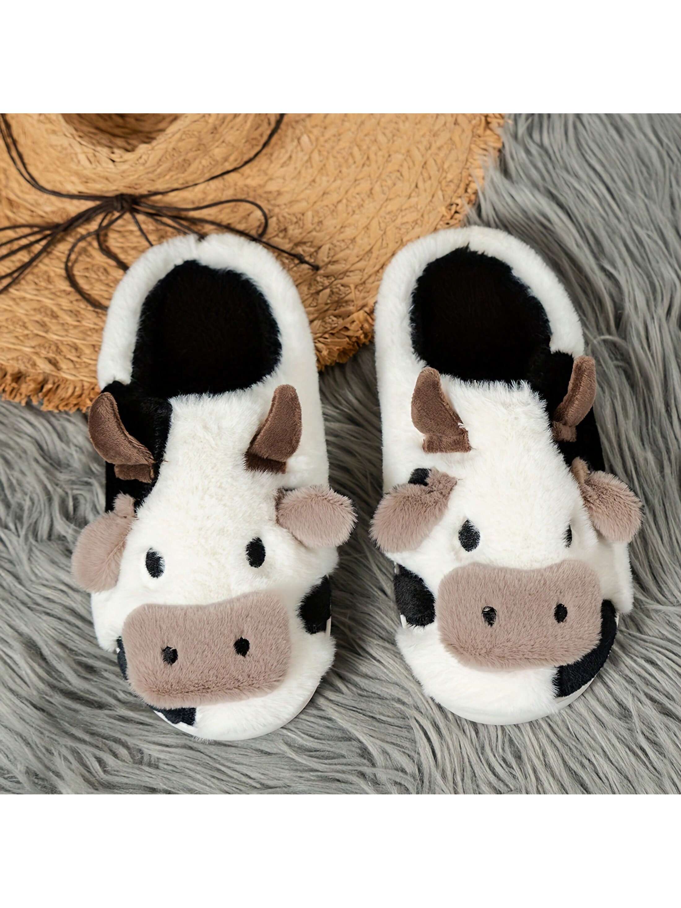 Cozy Animal Slippers For Women - Cute Cow Bedroom Slippers In Warm Cotton