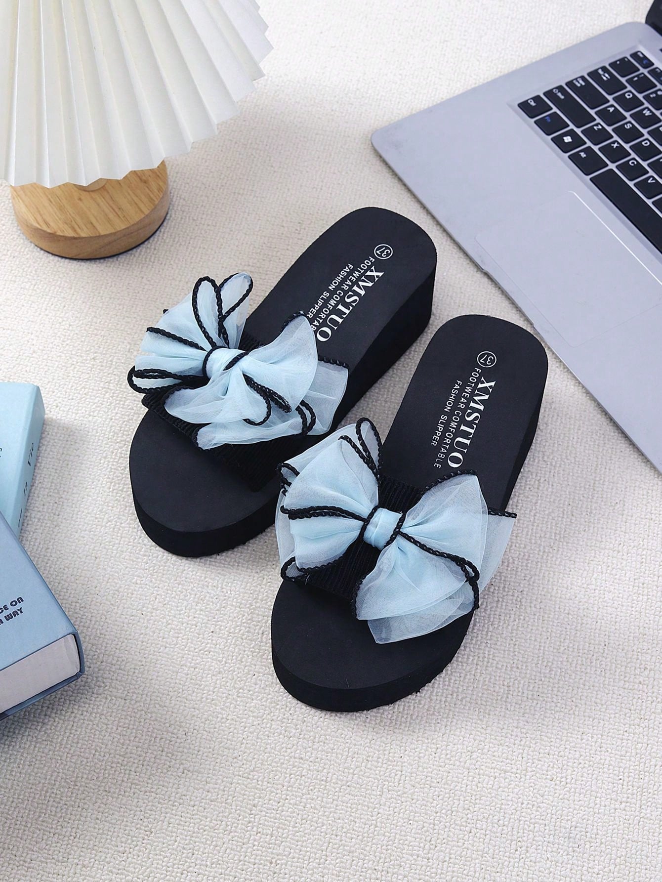 Women's Fashionable And Versatile Butterfly-Knotted Slippers With Comfortable, Anti-Slip High-Heeled Sole For Outdoor Summer Wear, 2024 New Arrival