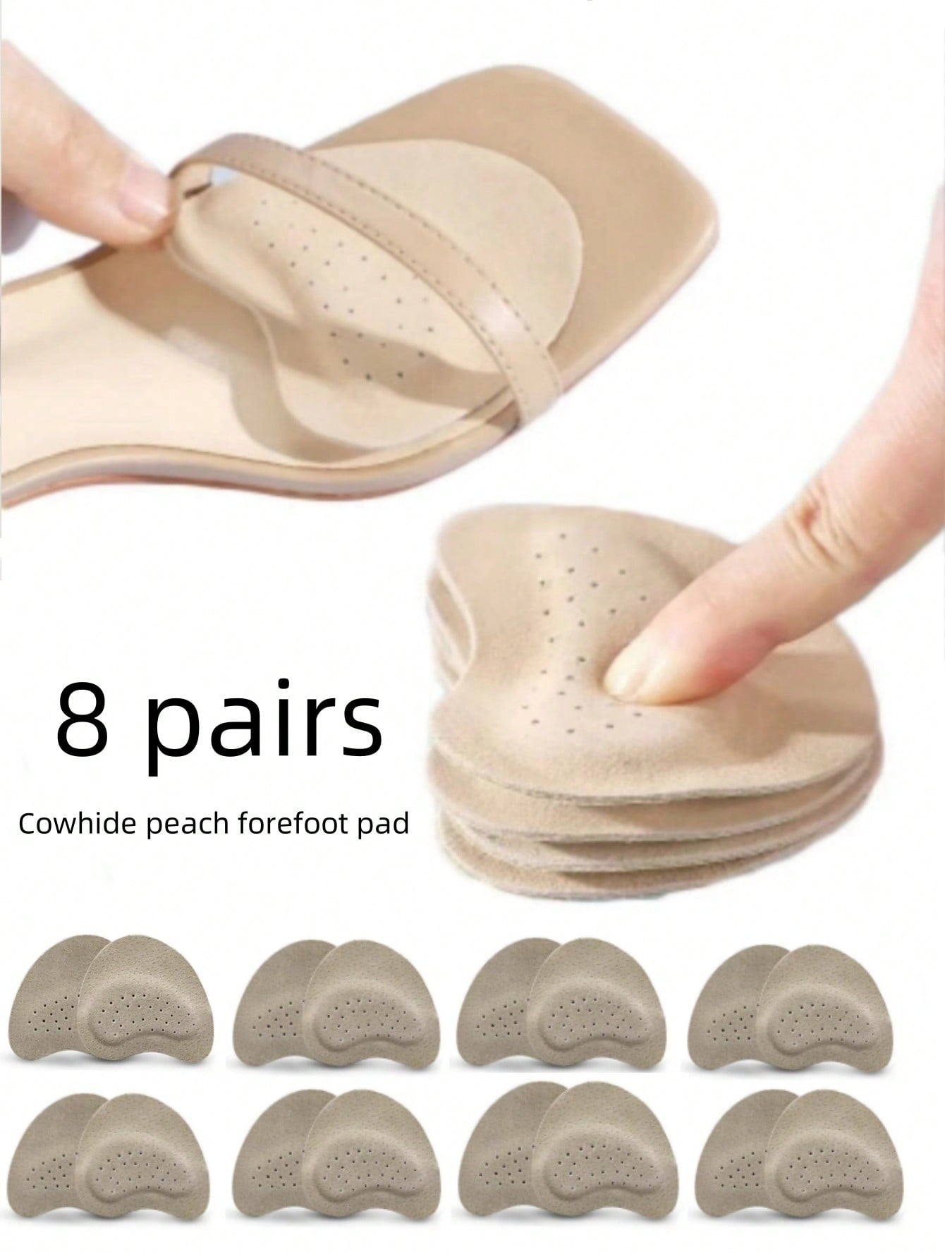 1 Pair Of Leather Forefoot Stickers For High Heels, Soft Shock-Absorbing, Sweat-Absorbing And Anti-Slip Stickers For Summer Sandals, Self-Adhesive Invisible Anti-Slip Forefoot Pads