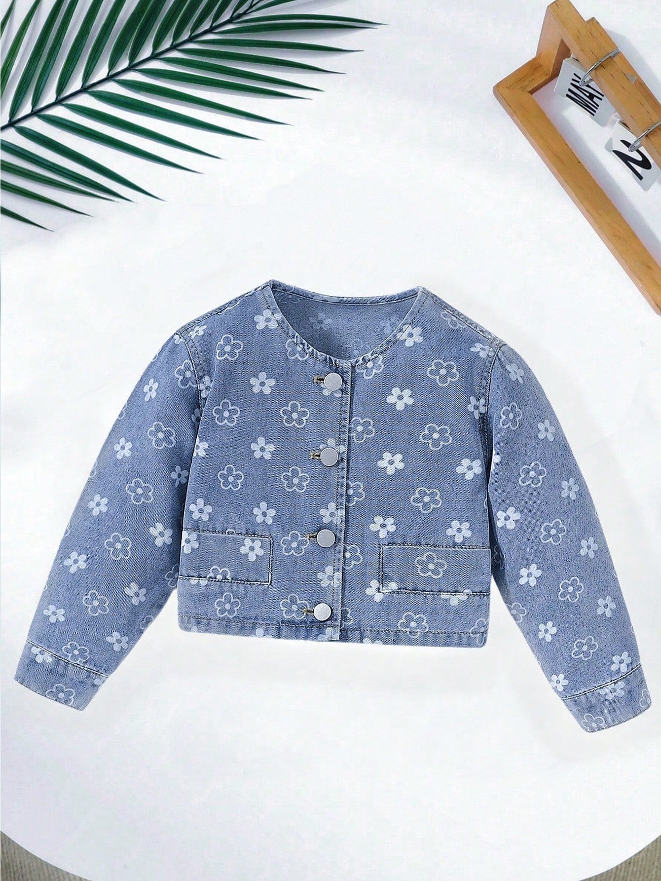 Girls' Lovely Flower Patterned Retro Jacket For Outerwear, Jeans Match