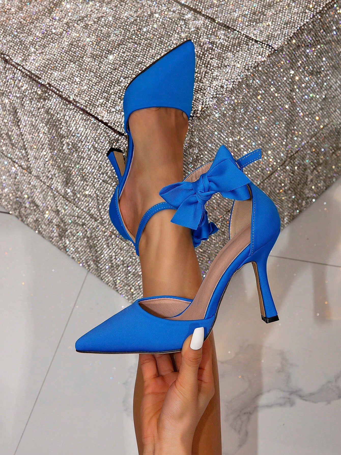 Bow Decor Ankle Strap Pumps