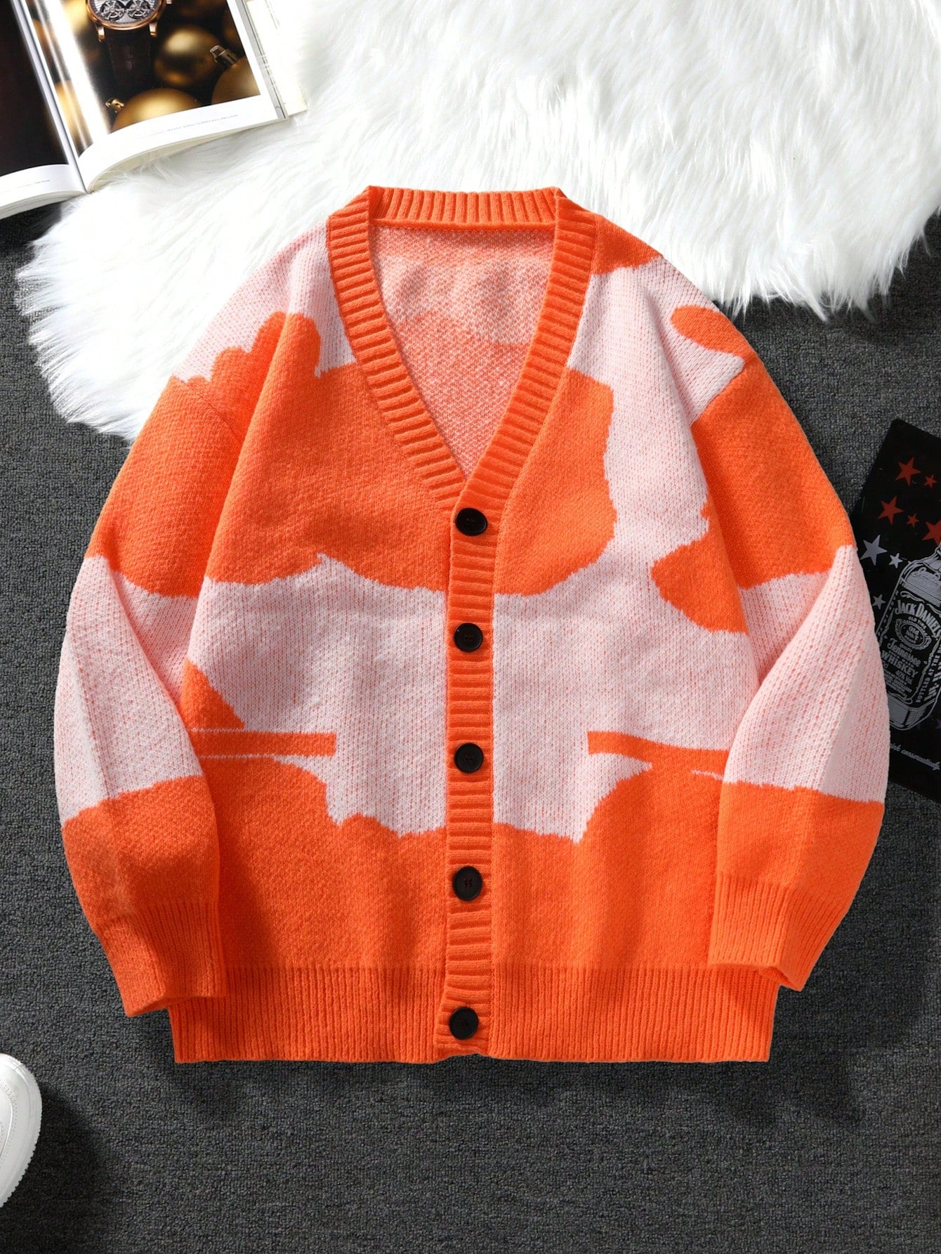 Men Color Block Drop Shoulder Cardigan For Dailywear Back To School