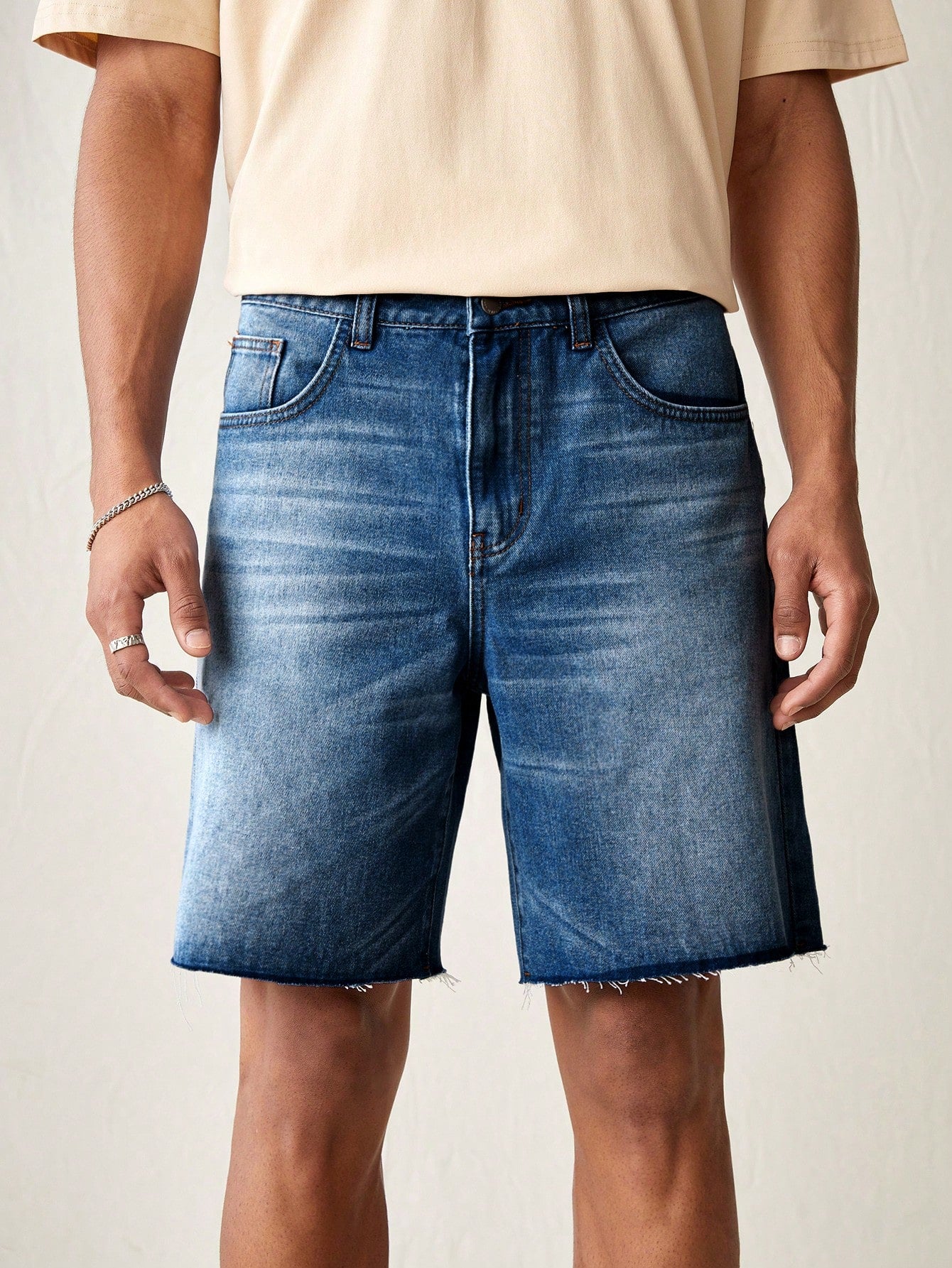 Men's Loose Fit Casual Bermuda Denim Shorts With Pockets, Summer Jean Shorts