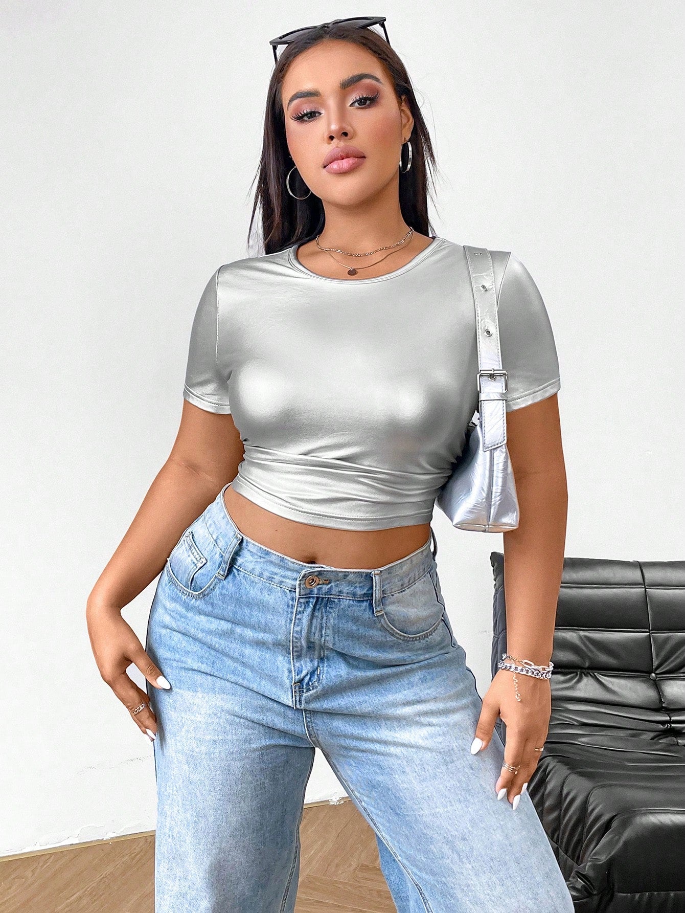 Plus Solid Crop Tee White Baby Tee