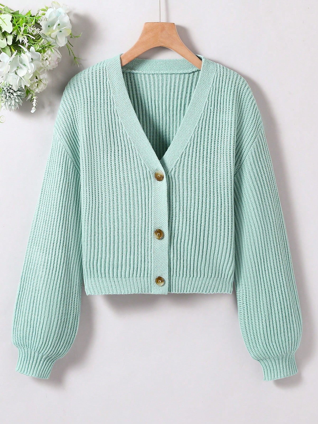 Tween Girl Drop Shoulder Button Front Cardigan